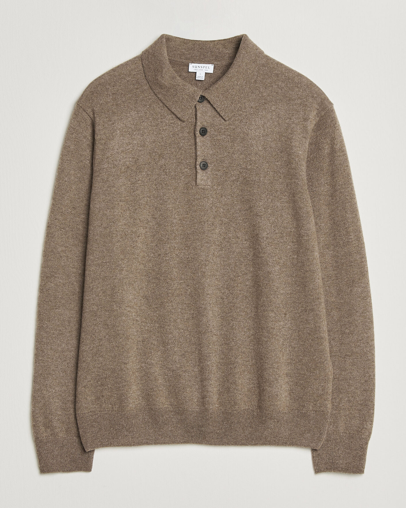 Herre | Gensere | Sunspel | Cashmere Polo Taupe
