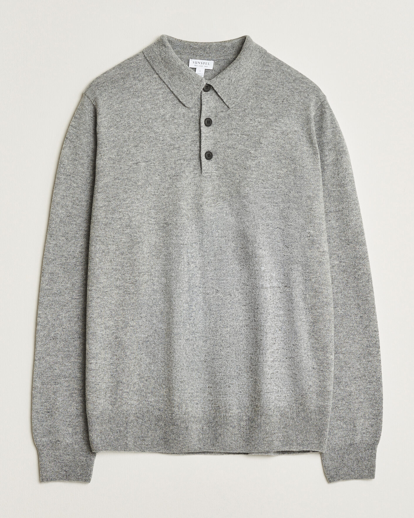 Herre | Gensere | Sunspel | Cashmere Polo Grey Melange