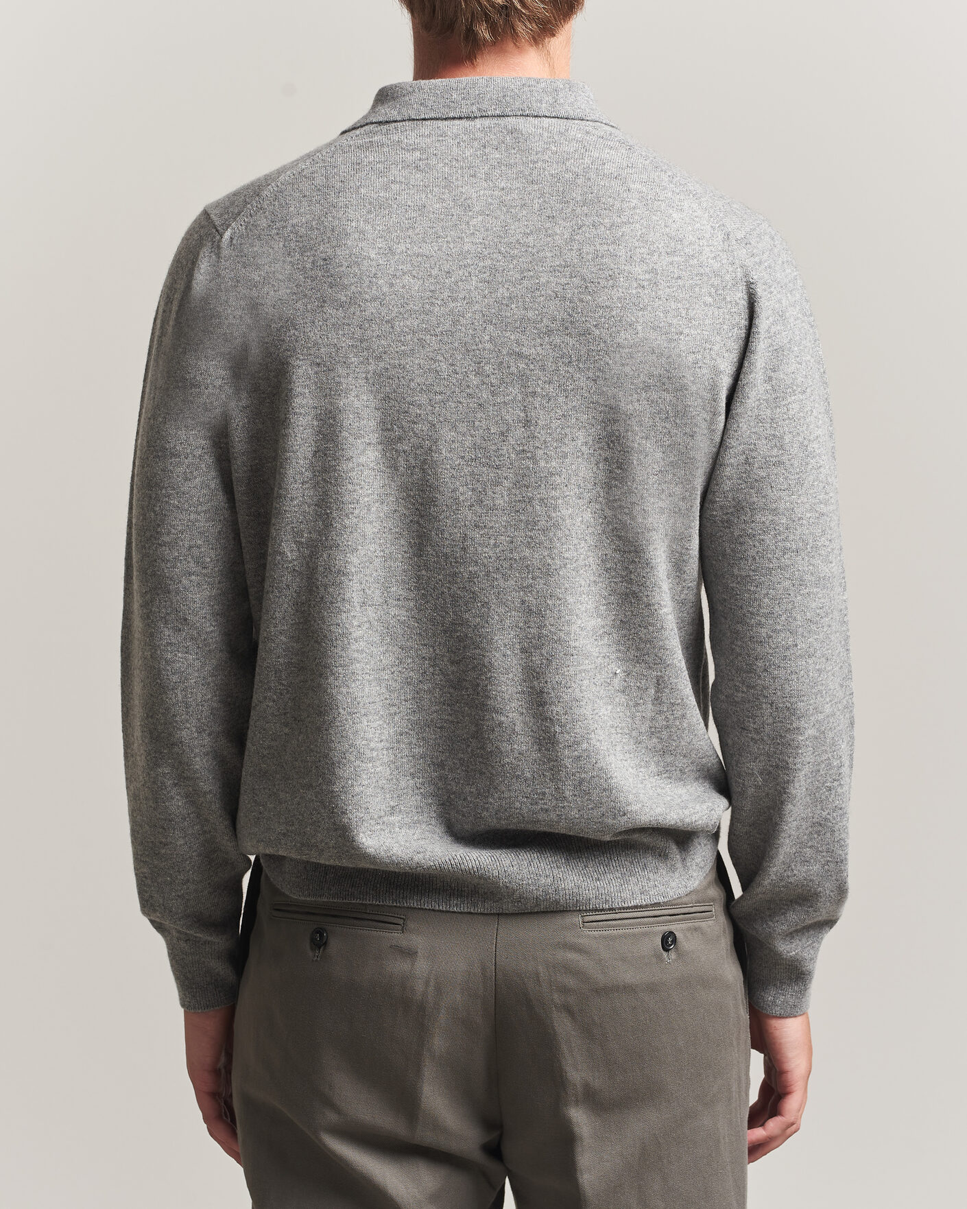 Herre | Gensere | Sunspel | Cashmere Polo Grey Melange