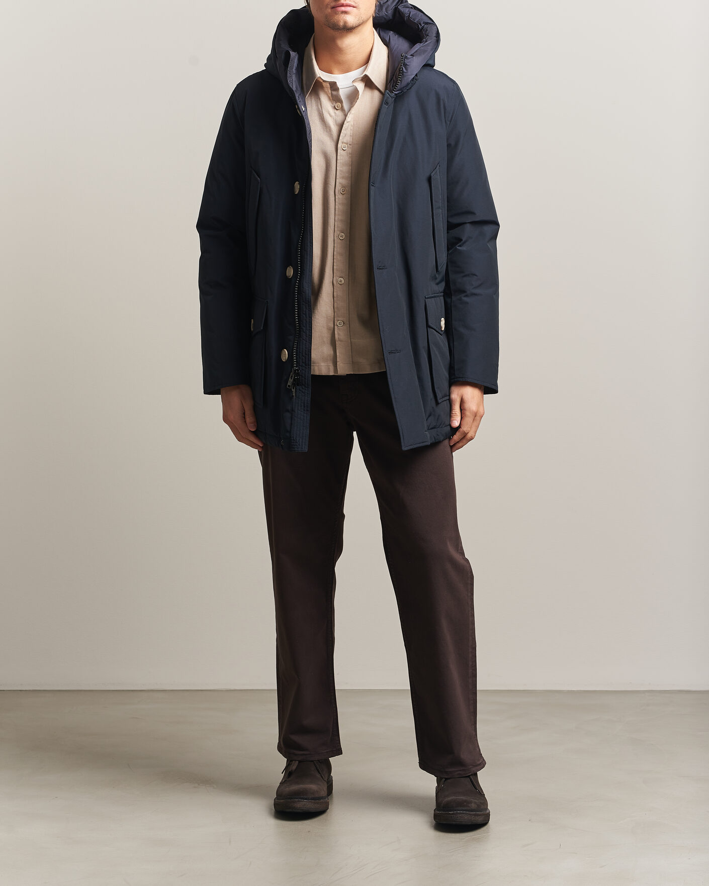 Herre | Jakker | Woolrich | Arctic Parka No Fur Melton Blue