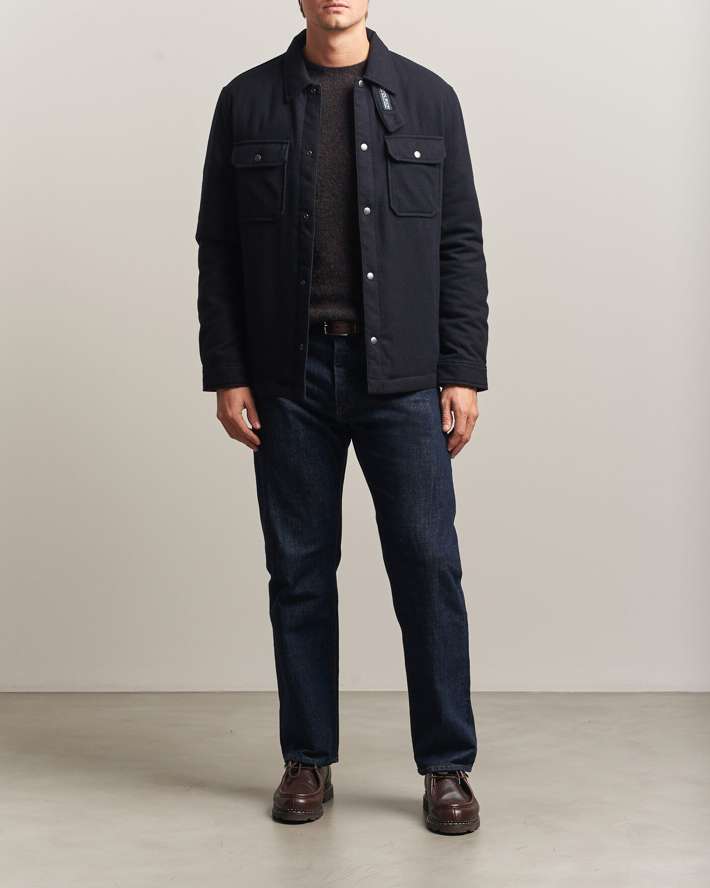 Herre | Jakker | Woolrich | Alaskan Wool Light Padded Shirt Jacket Melton Blue