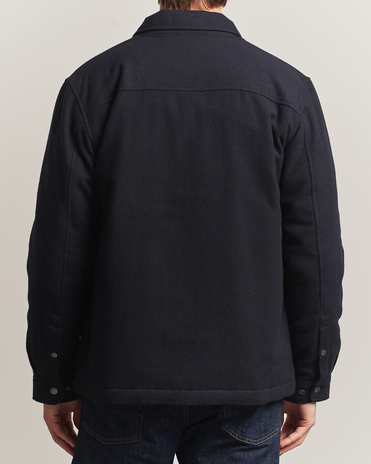 Herre | Jakker | Woolrich | Alaskan Wool Light Padded Shirt Jacket Melton Blue