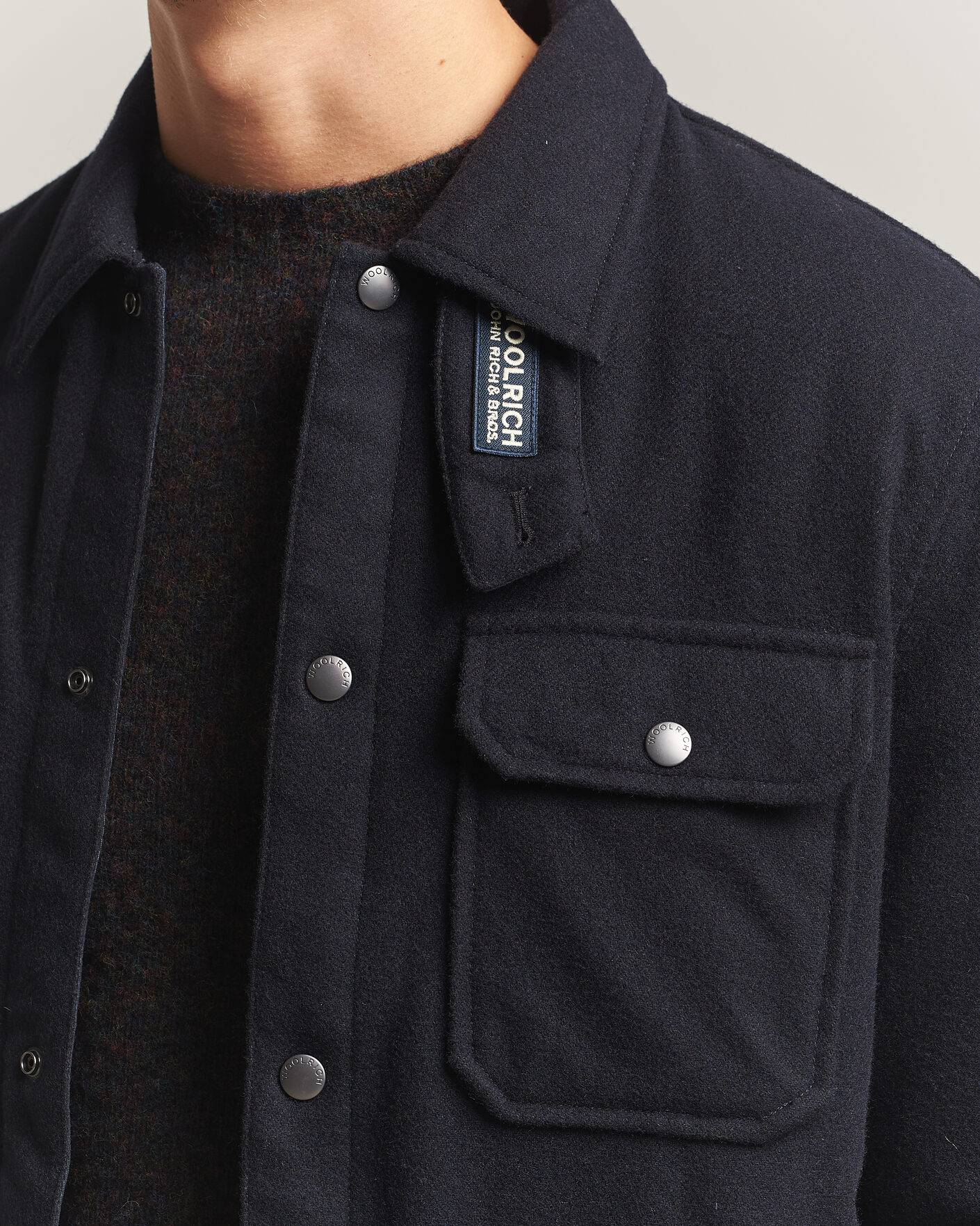 Herre | Jakker | Woolrich | Alaskan Wool Light Padded Shirt Jacket Melton Blue