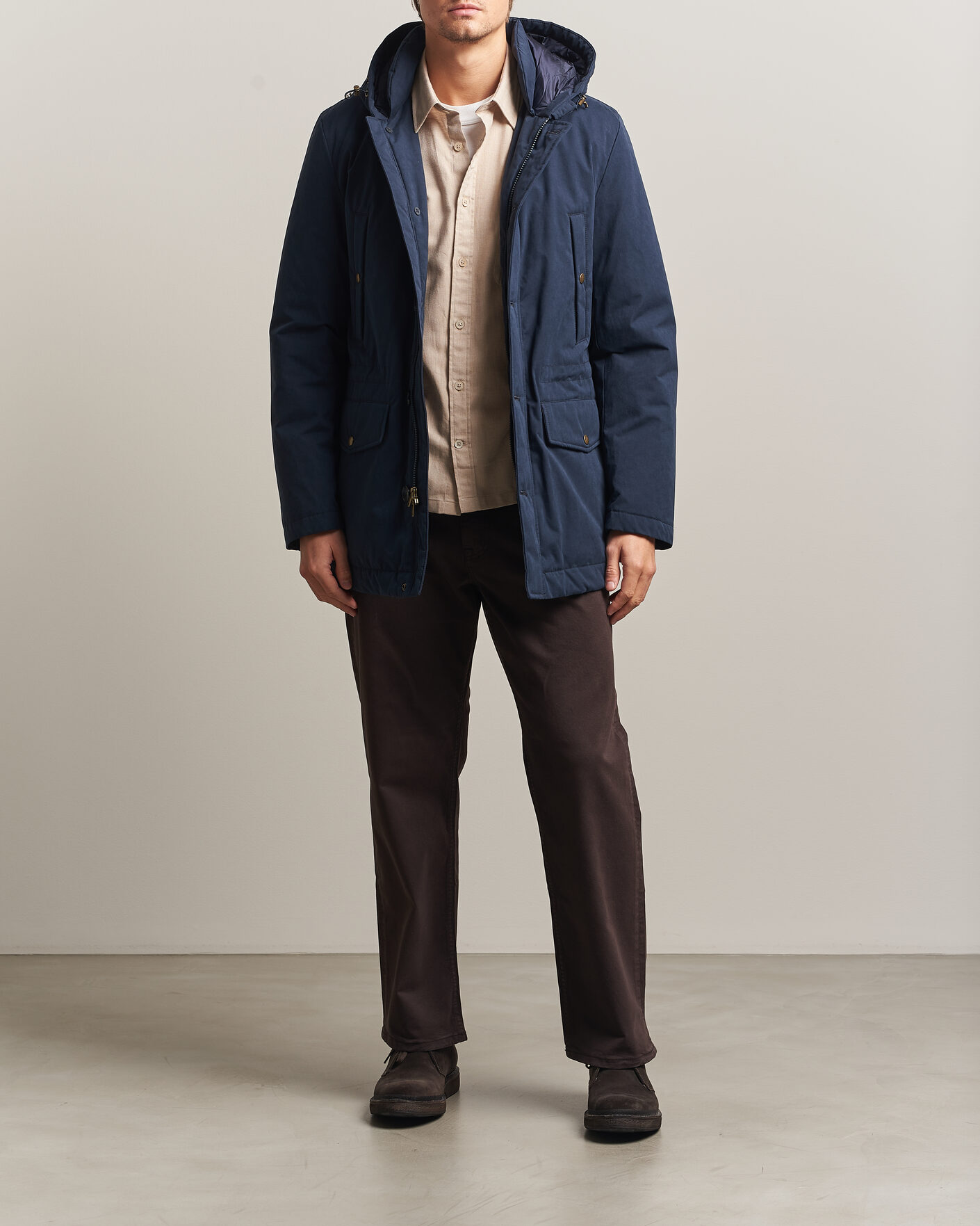 Herre | Jakker | Woolrich | Mountain Cloth Parka Melton Blue
