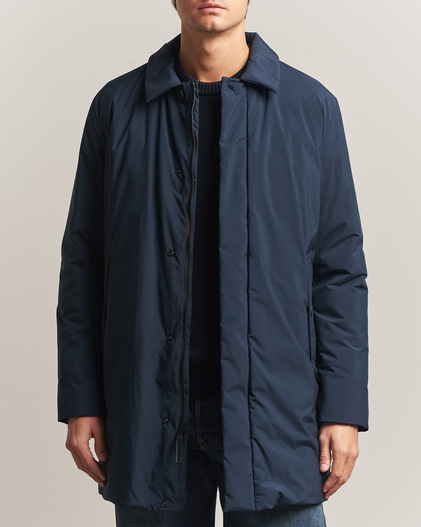 Herre | Jakker | Woolrich | Cloud Lamar Light Padded Coat Melton Blue