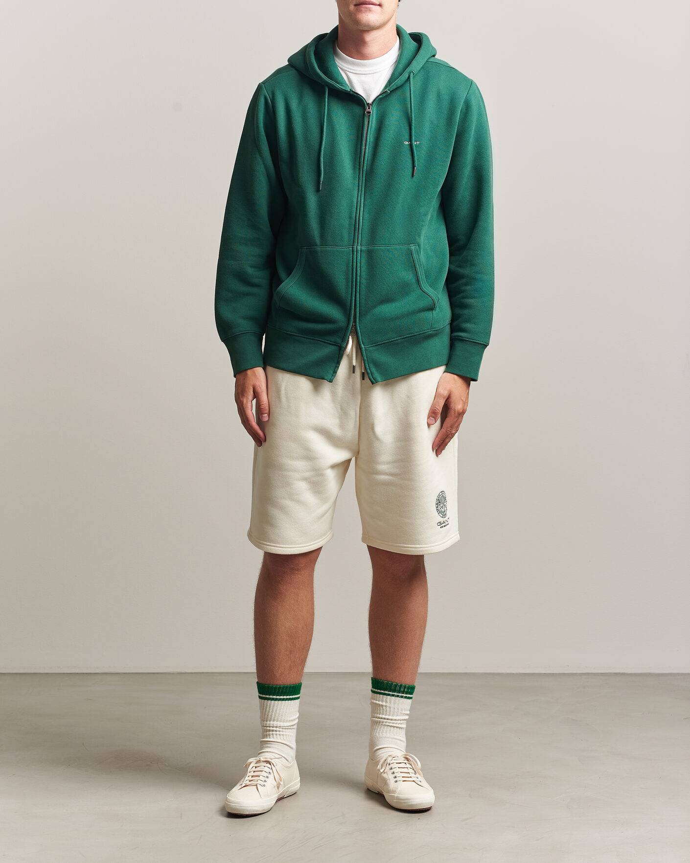 Herre | Gensere | Gant | Tournament Full Zip Hoodie Green