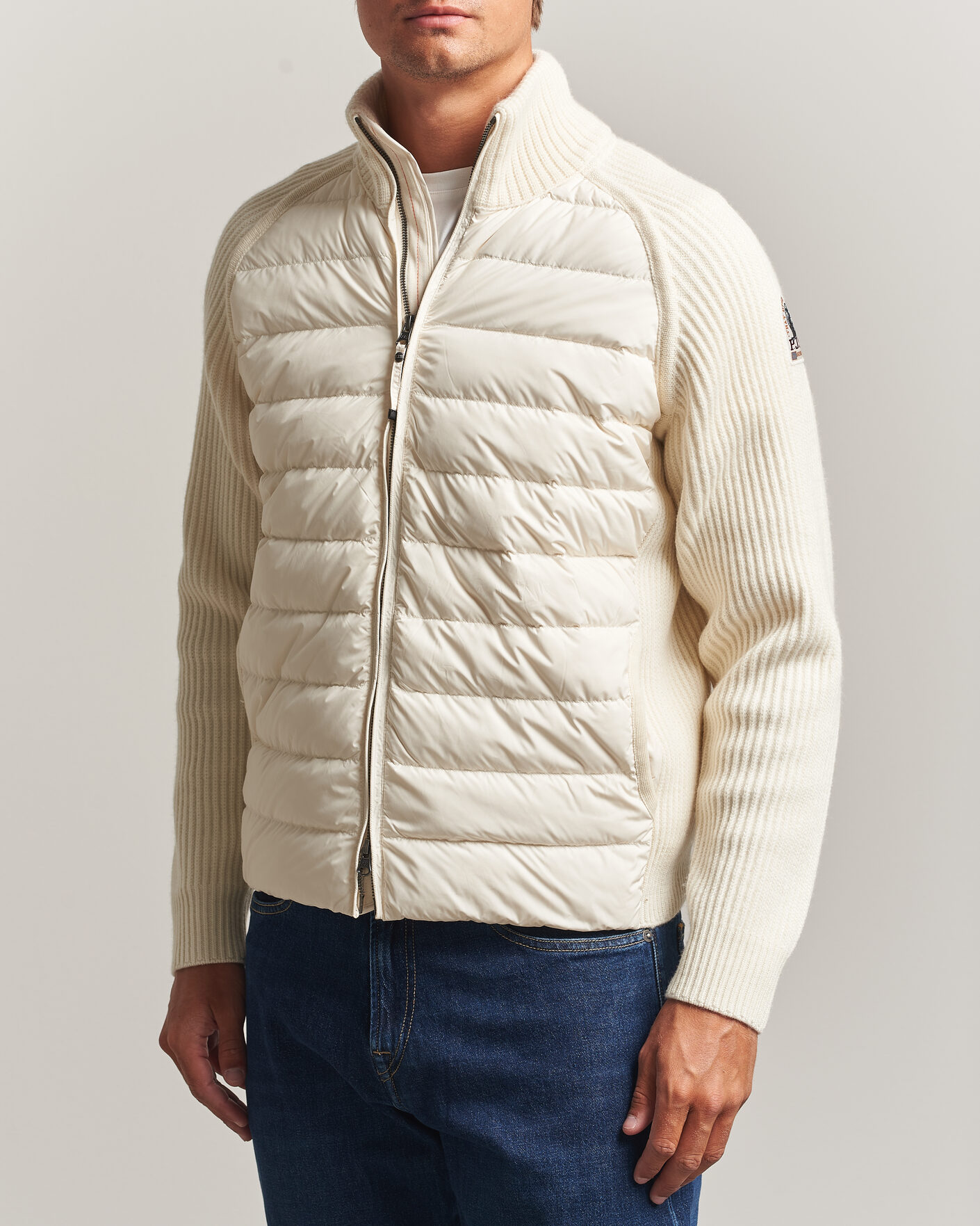 Herre | Jakker | Parajumpers | Olmo Rib Knitted Hybrid Jacket Warm Ivory