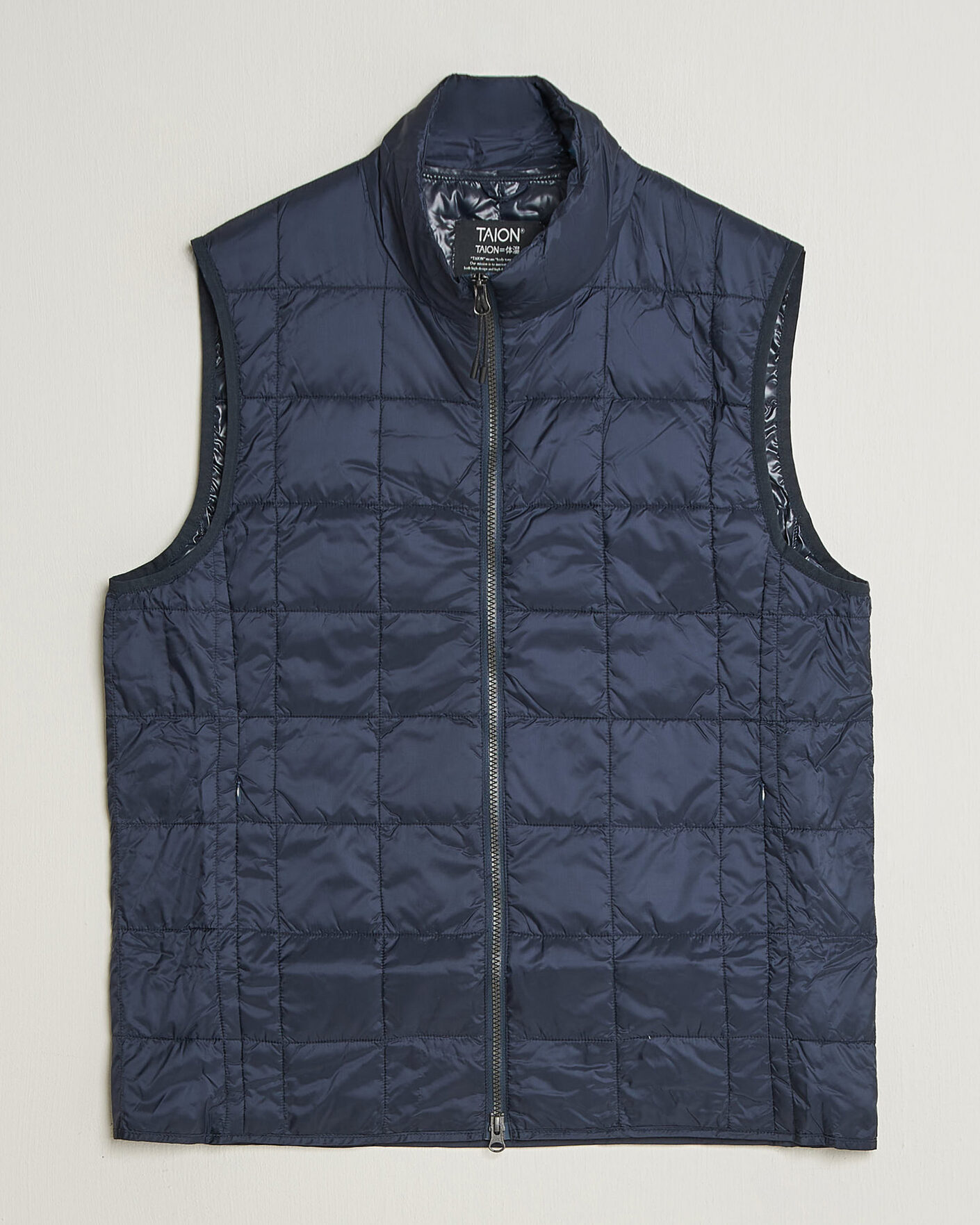 Herre | Vester | TAION | High Neck Full Zip Lightweight Down Vest Dark Navy