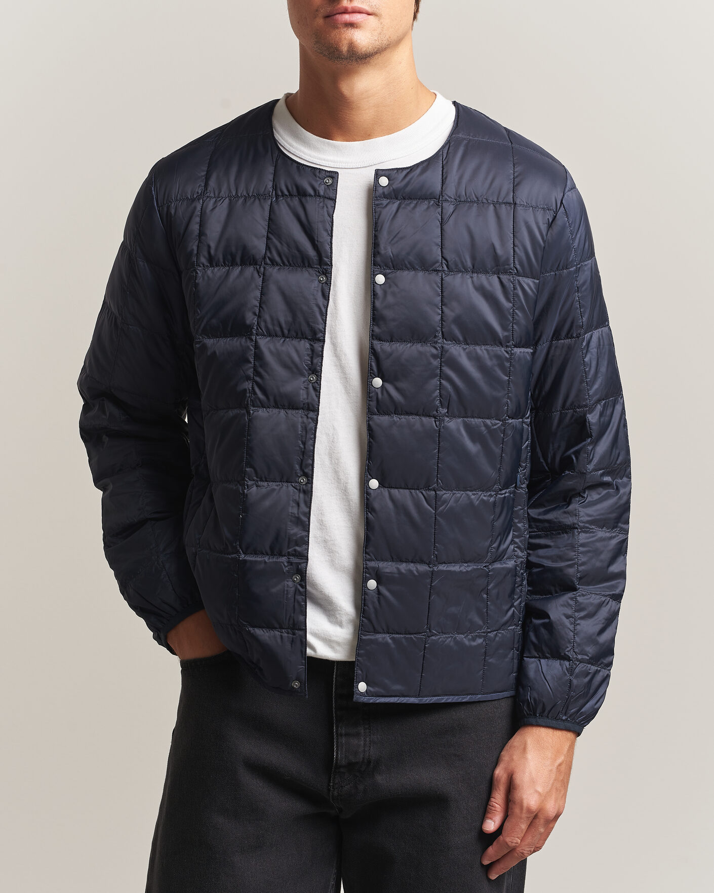Herre | Jakker | TAION | Crew Neck Button Down Jacket Dark Navy