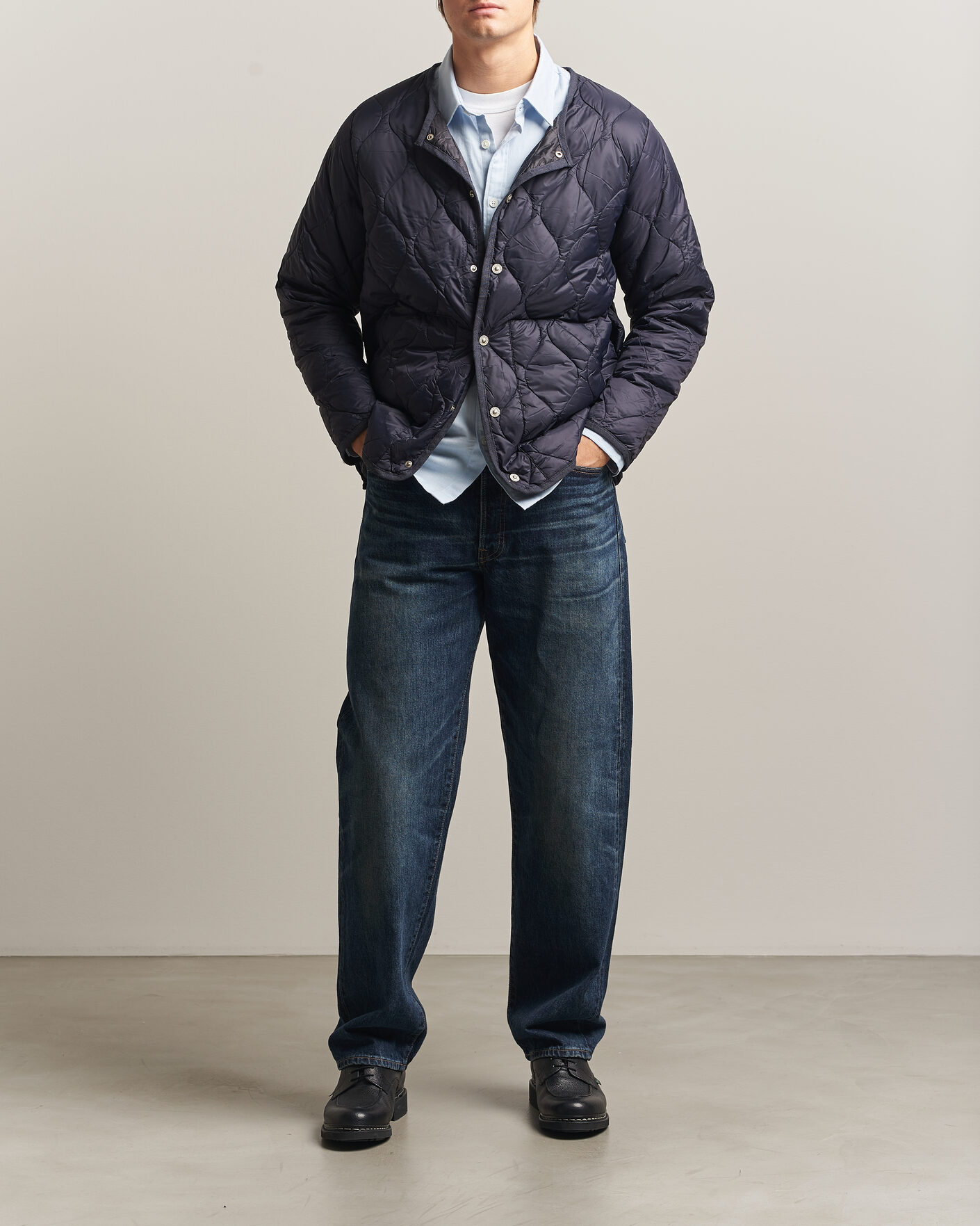 Herre | Jakker | TAION | Military Crew Neck Down Jacket Dark Navy