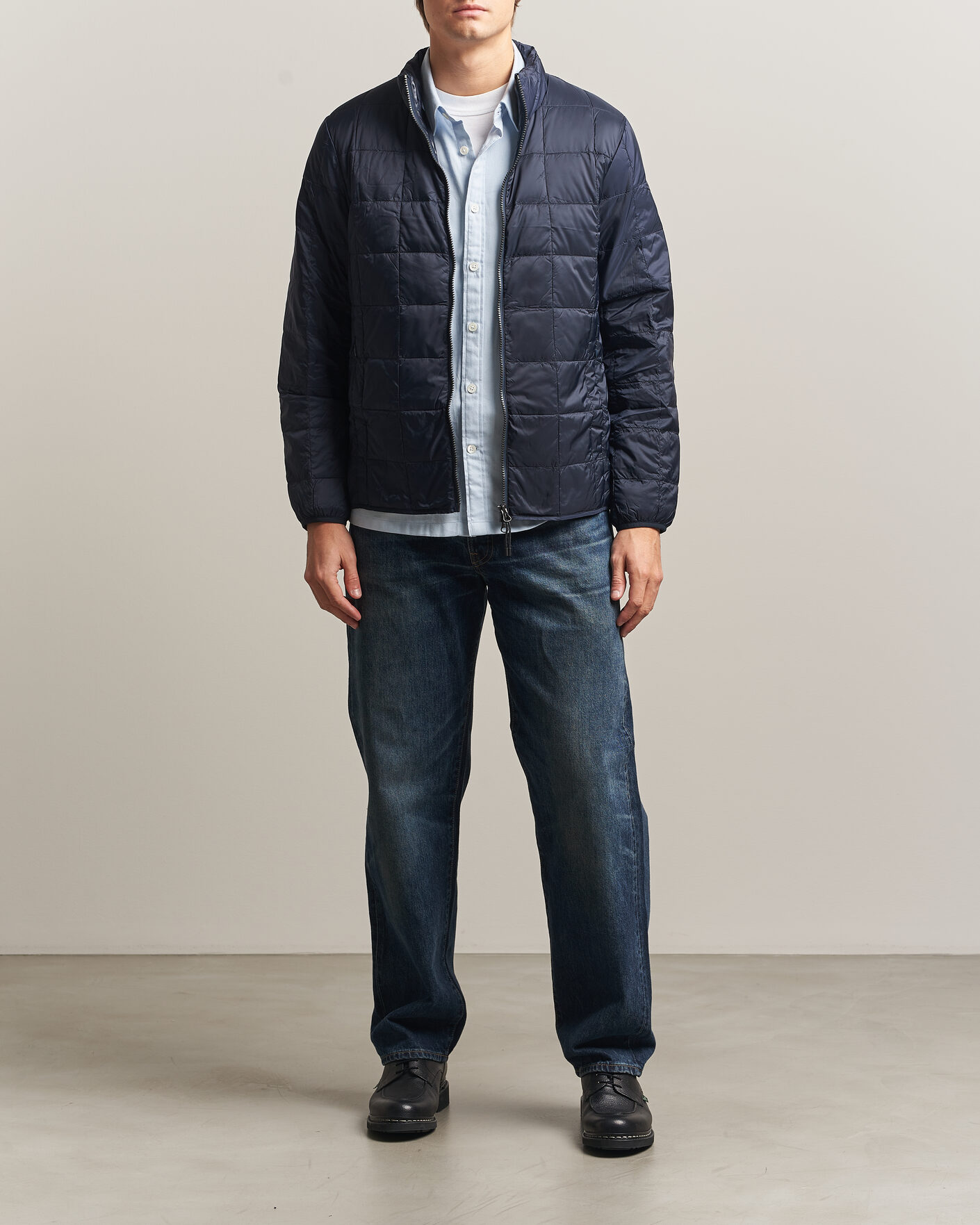 Herre | Jakker | TAION | High Neck Full Zip Lightweight Down Jacket Dark Navy