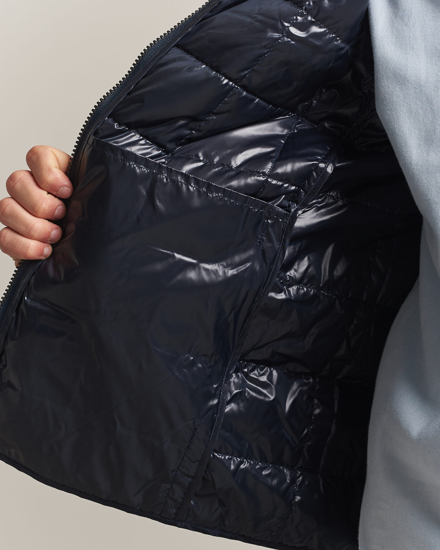 Herre | Jakker | TAION | High Neck Full Zip Lightweight Down Jacket Dark Navy
