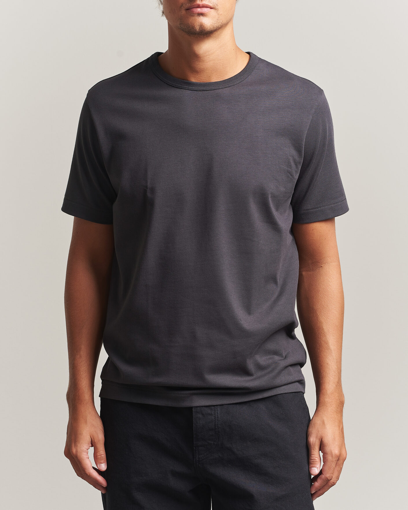 Herre | T-Shirts | Merz b. Schwanen | Classic Fit Sturdy Loopwheeled T-Shirt Charcoal