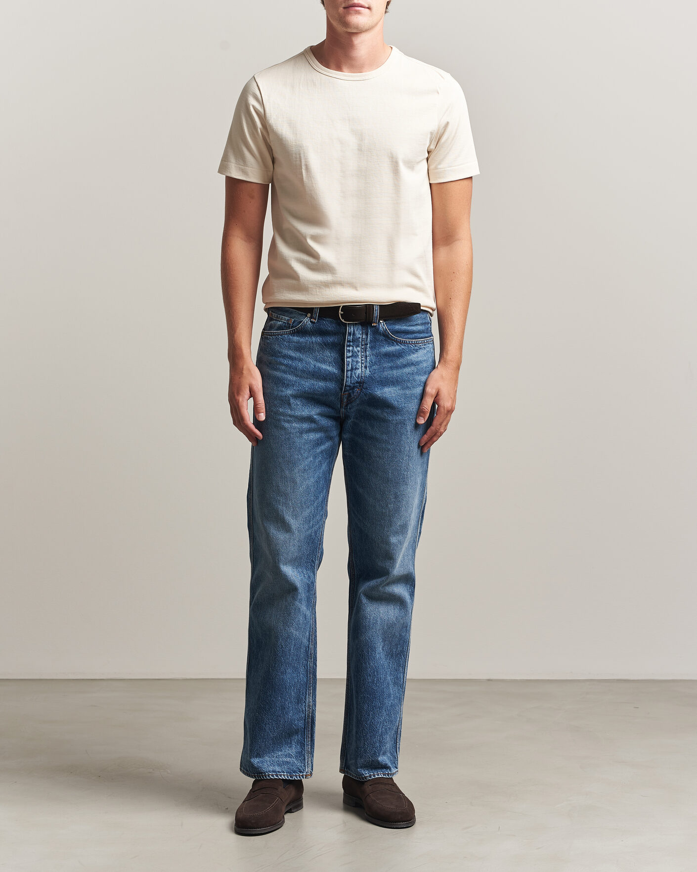 Herre | T-Shirts | Merz b. Schwanen | Classic Fit Loopwheeled T-Shirt Nature