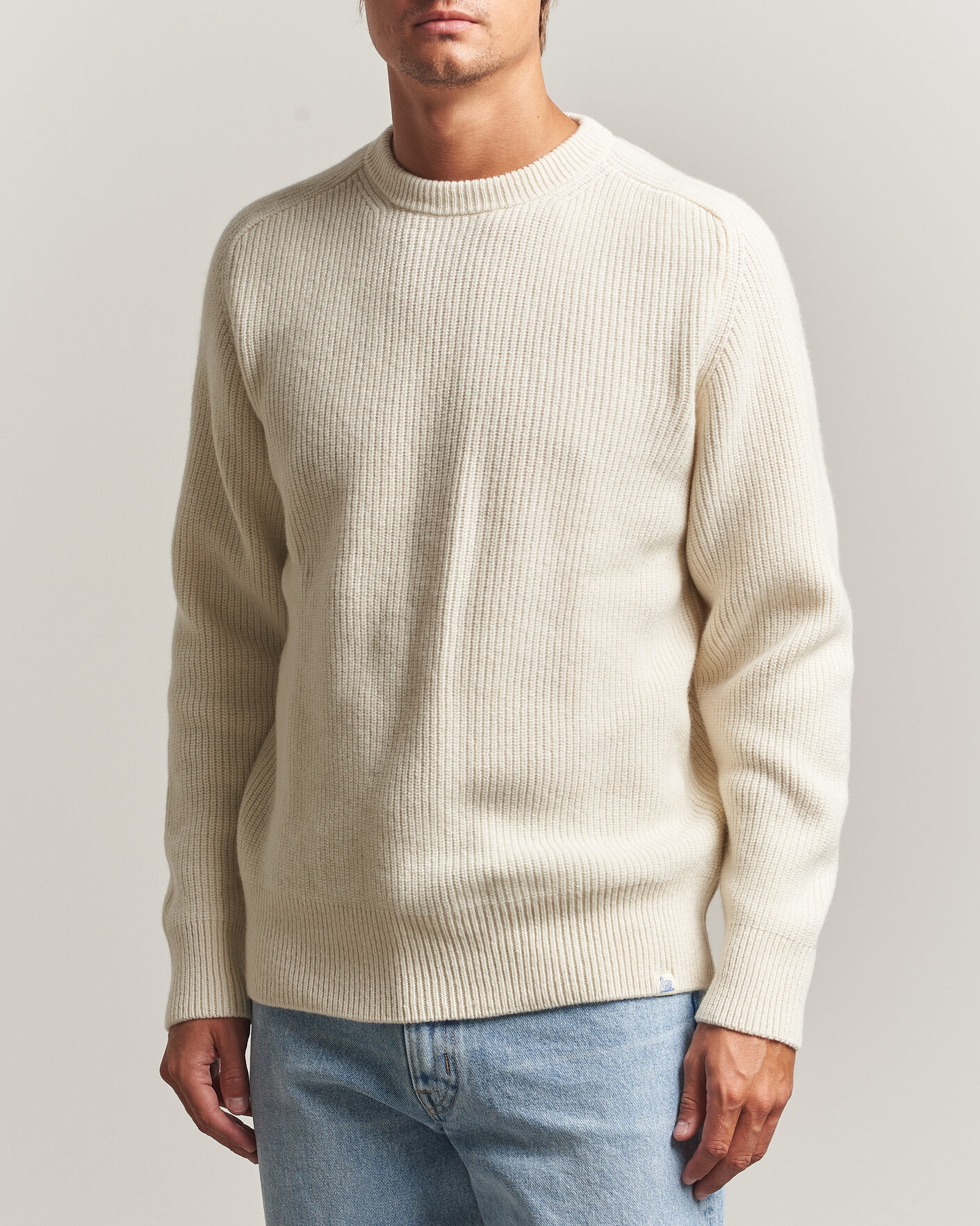 Herre | Gensere | Merz b. Schwanen | Merino/Cashmere Knitted Sweater Nature