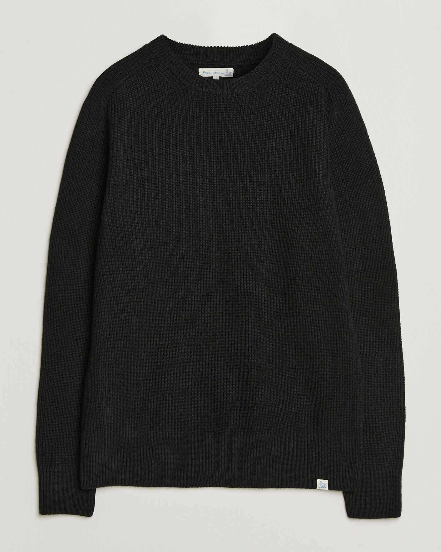 Herre | Gensere | Merz b. Schwanen | Merino/Cashmere Knitted Sweater Deep Black
