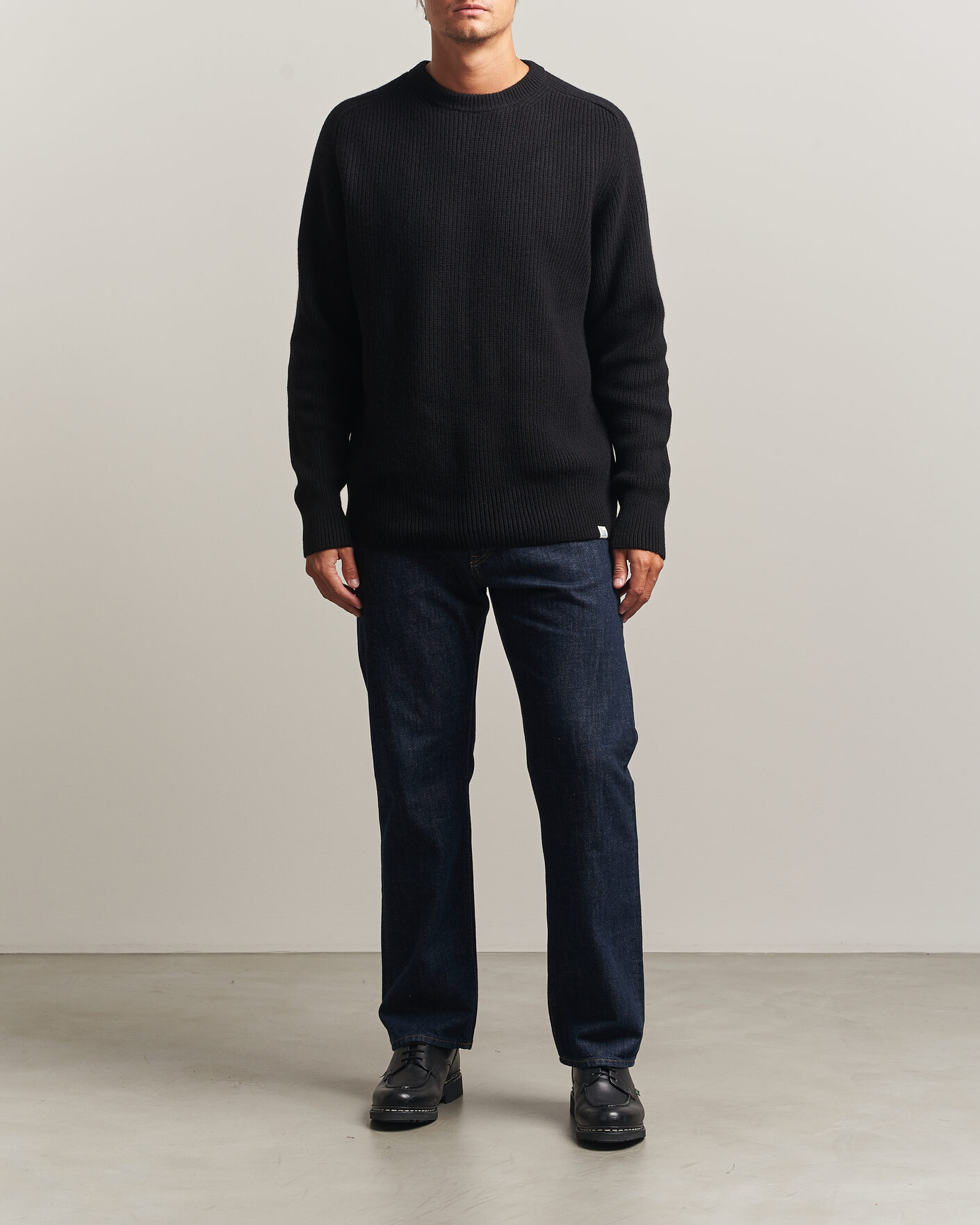 Herre | Gensere | Merz b. Schwanen | Merino/Cashmere Knitted Sweater Deep Black