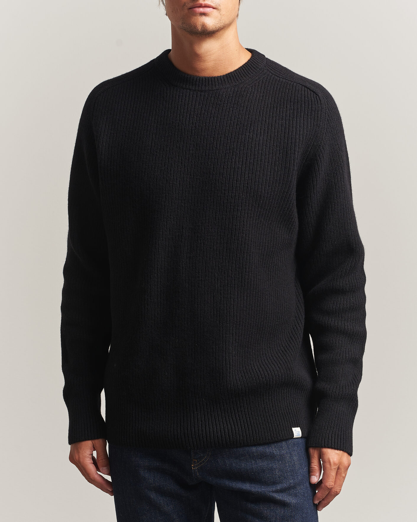 Herre | Gensere | Merz b. Schwanen | Merino/Cashmere Knitted Sweater Deep Black