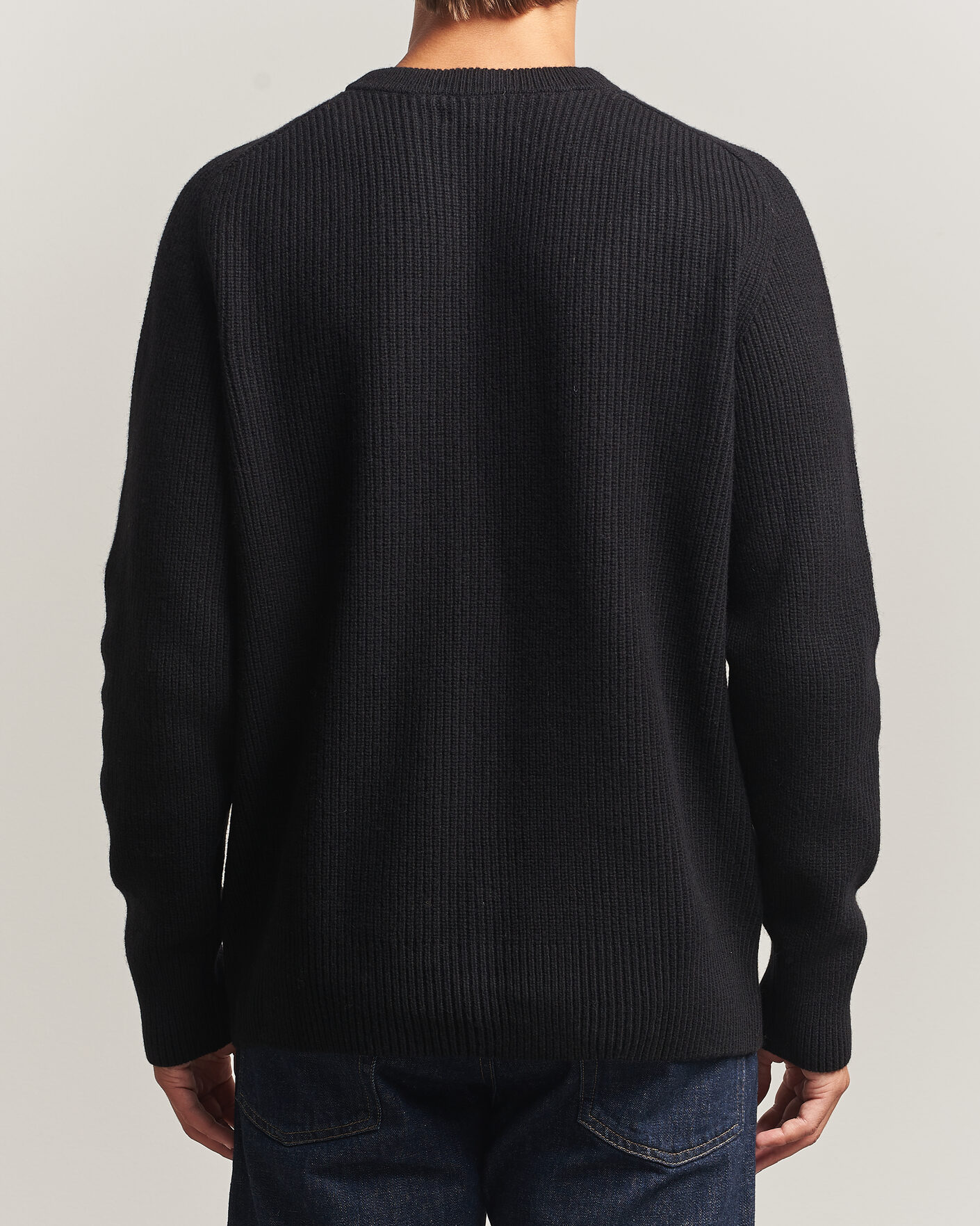 Herre | Gensere | Merz b. Schwanen | Merino/Cashmere Knitted Sweater Deep Black