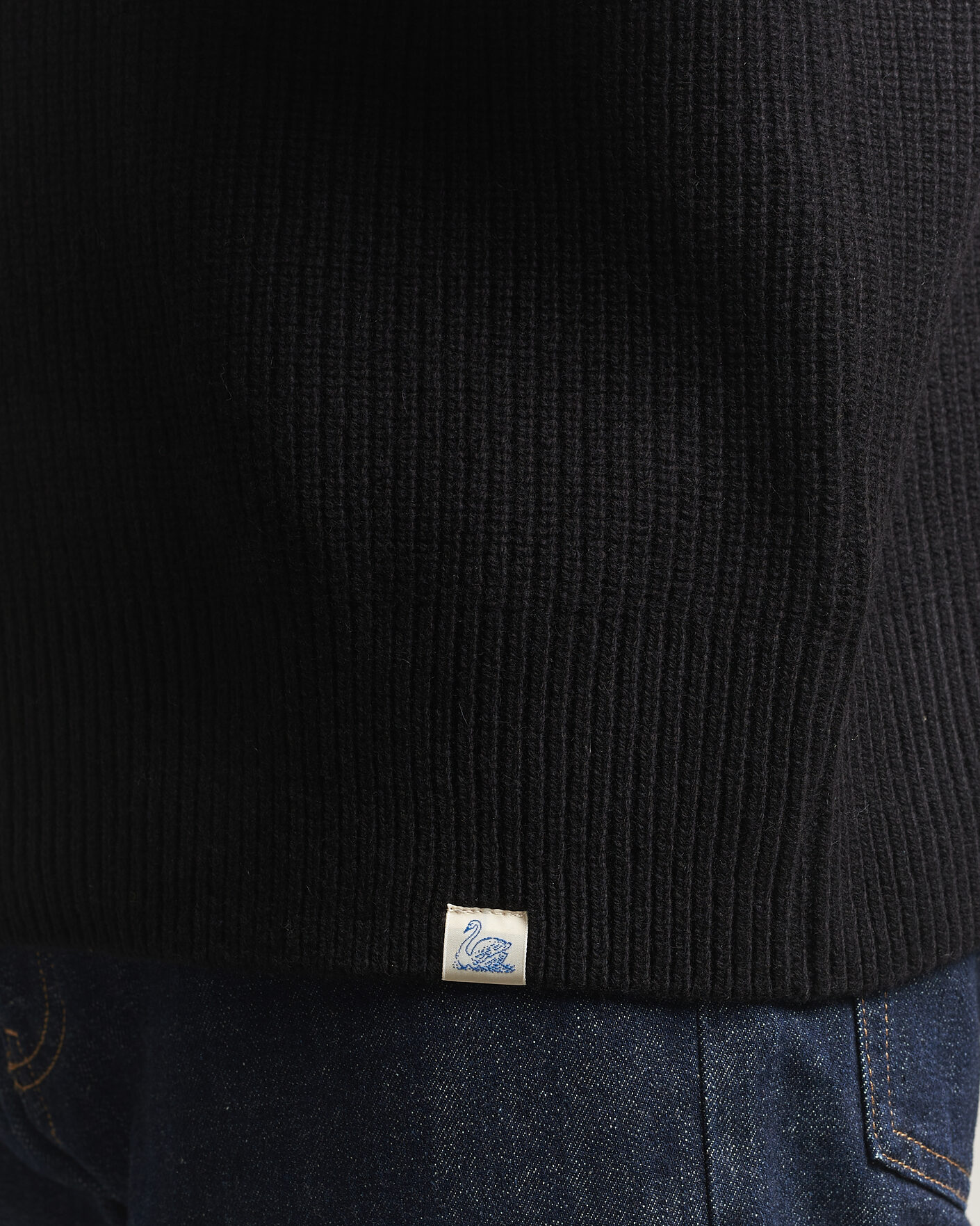 Herre | Gensere | Merz b. Schwanen | Merino/Cashmere Knitted Sweater Deep Black