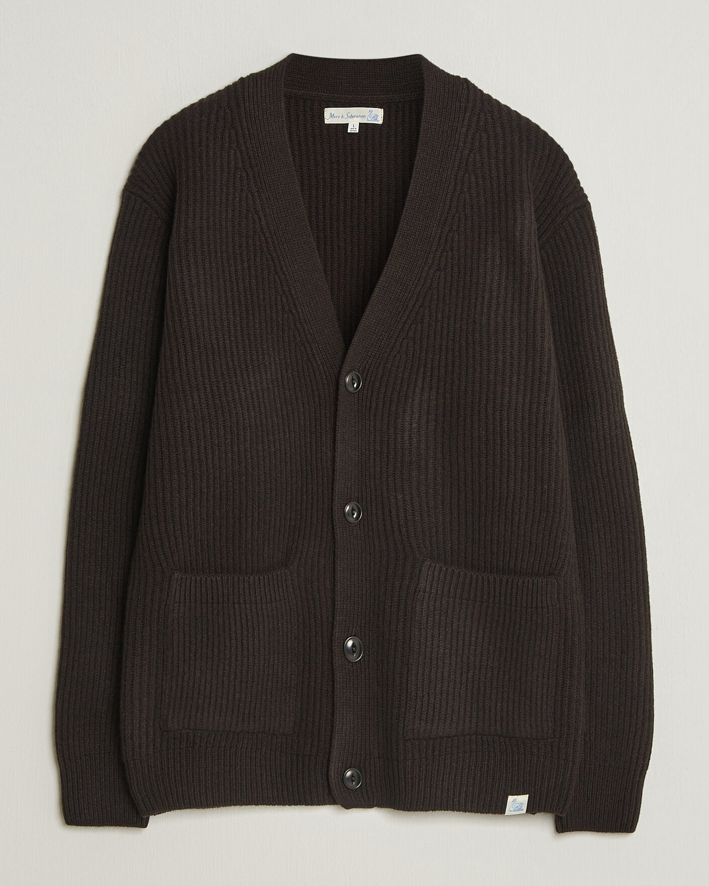 Herre | Gensere | Merz b. Schwanen | Merino/Cashmere Knitted Cardigan Espresso