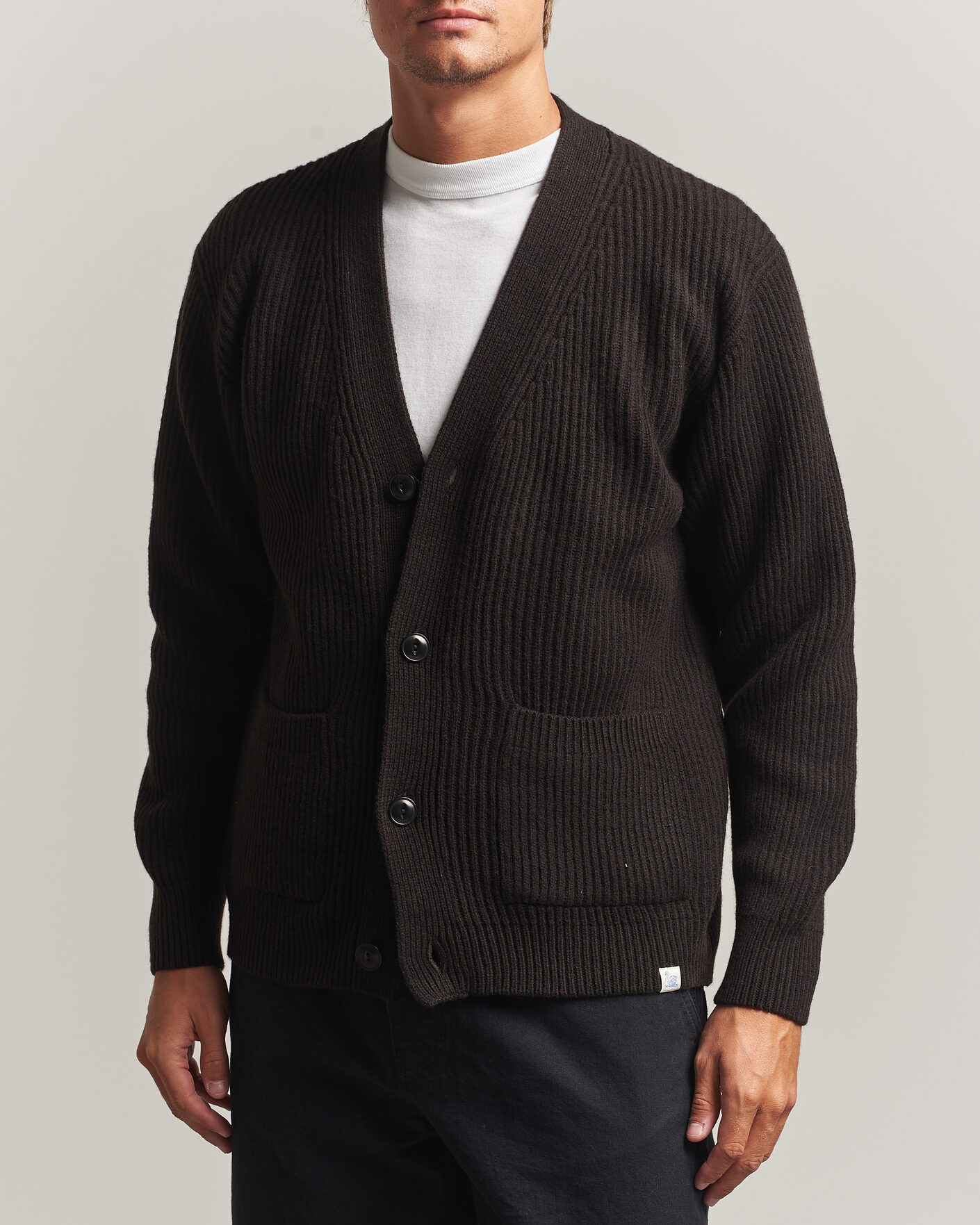 Herre | Gensere | Merz b. Schwanen | Merino/Cashmere Knitted Cardigan Espresso