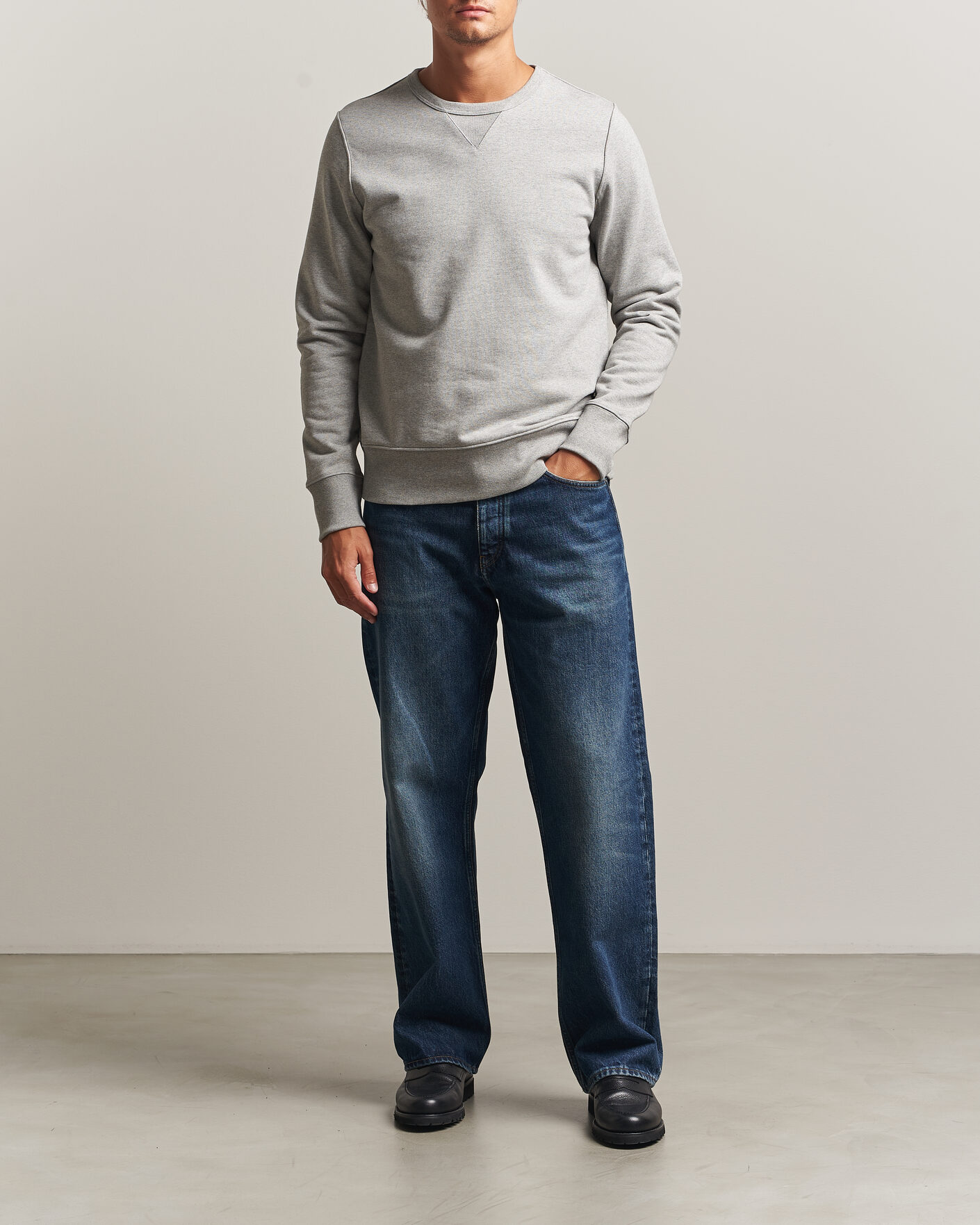 Herre | Gensere | Merz b. Schwanen | Classic Fit Loopwheeled Heavyweight Sweatshirt Grey Melange