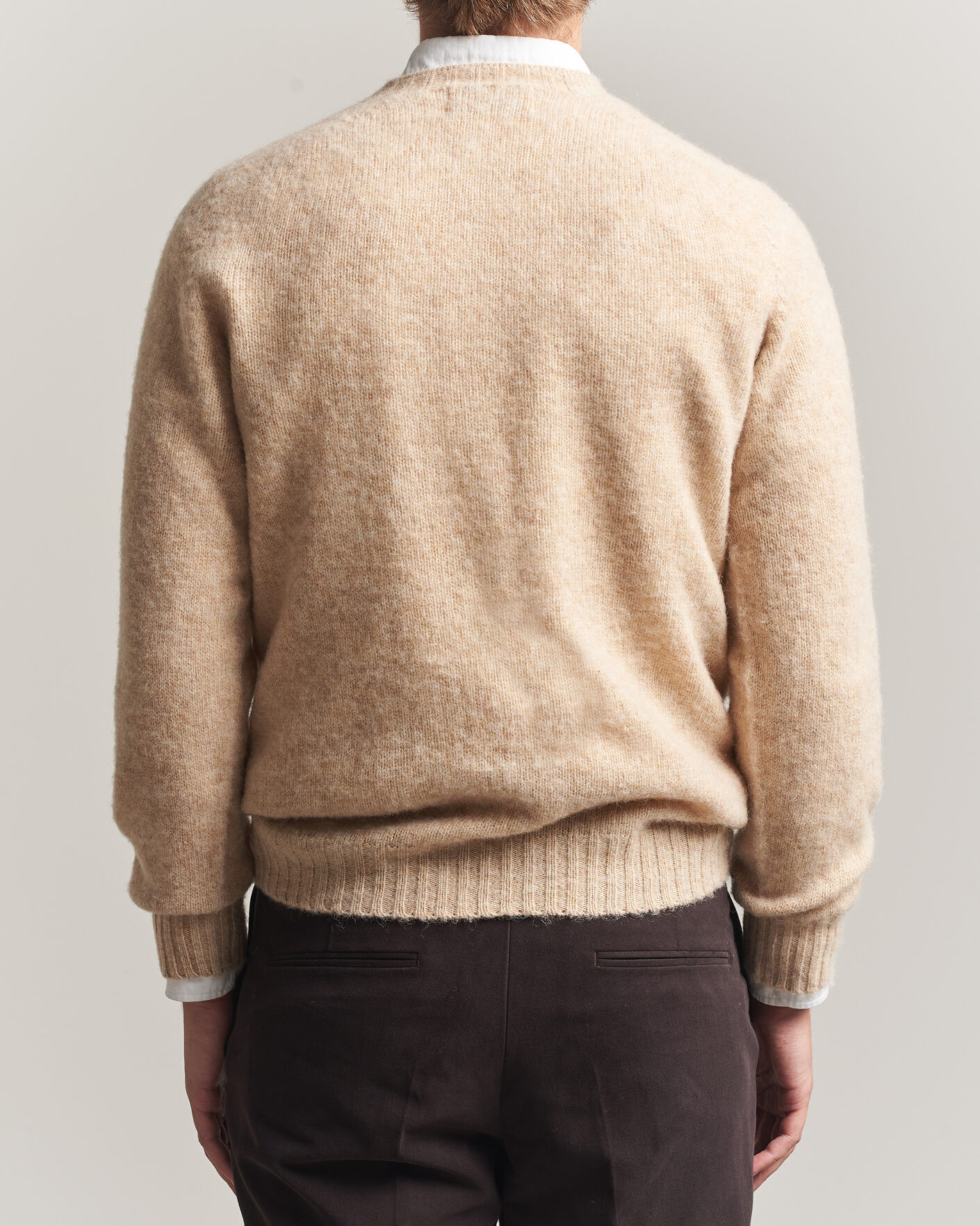 Herre | Gensere | Harley Of Scotland | Brushed Supersoft Lambswool Crewneck Calico