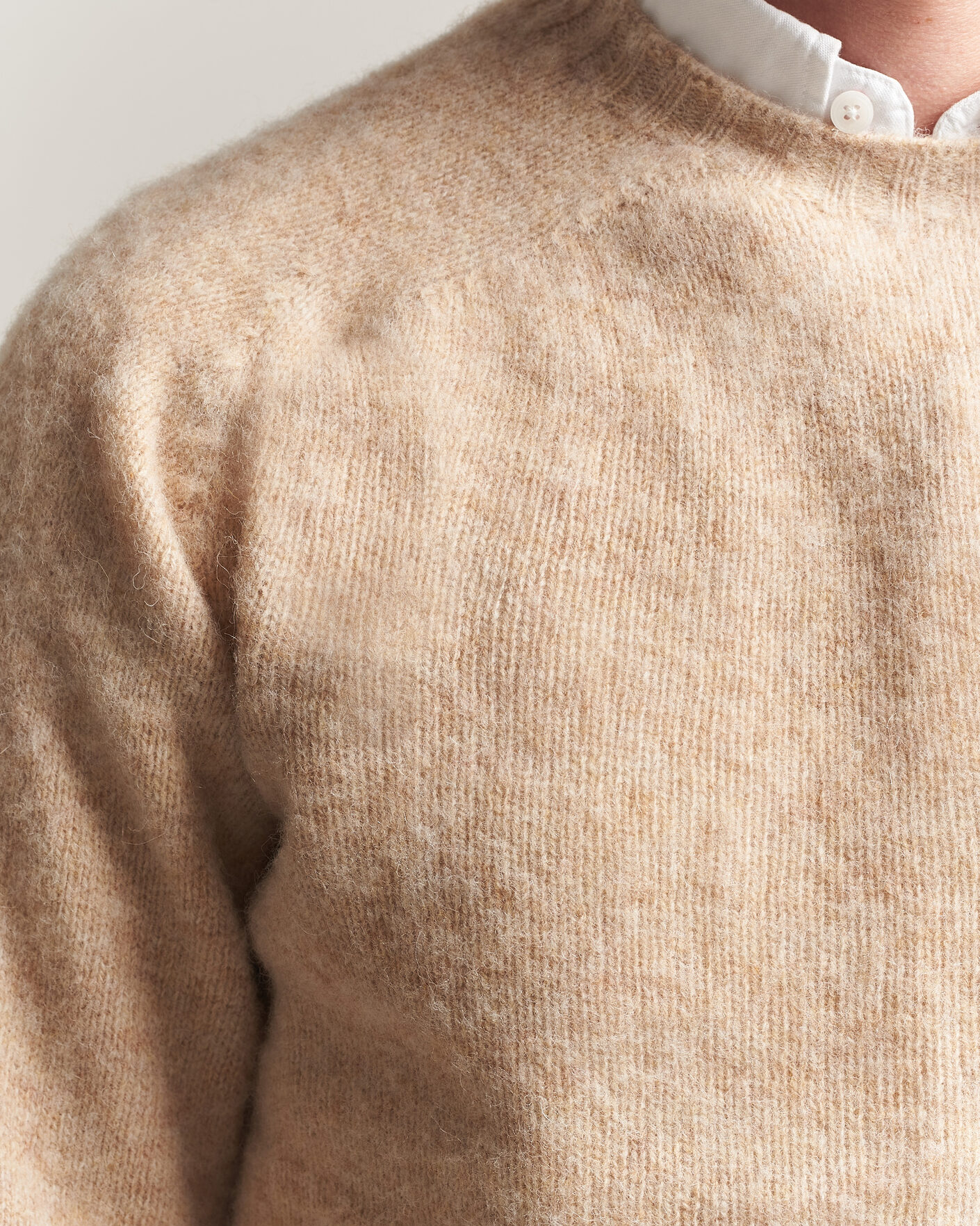 Herre | Gensere | Harley Of Scotland | Brushed Supersoft Lambswool Crewneck Calico
