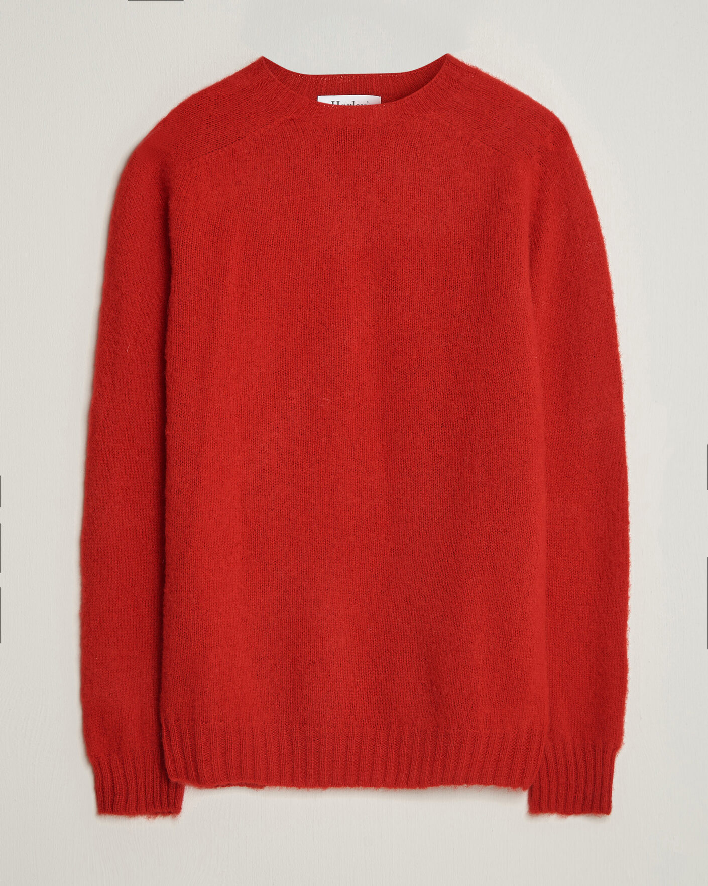 Herre | Gensere | Harley Of Scotland | Brushed Supersoft Lambswool Crewneck Cardinal