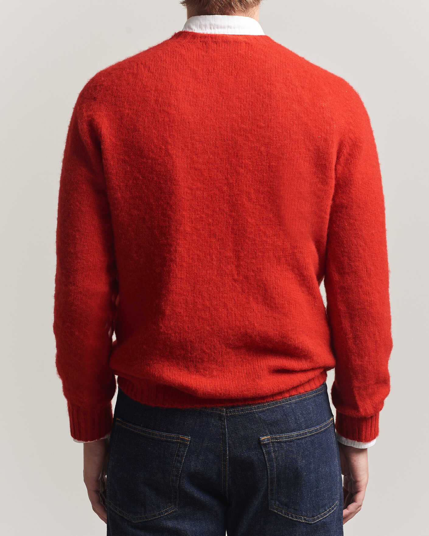 Herre | Gensere | Harley Of Scotland | Brushed Supersoft Lambswool Crewneck Cardinal