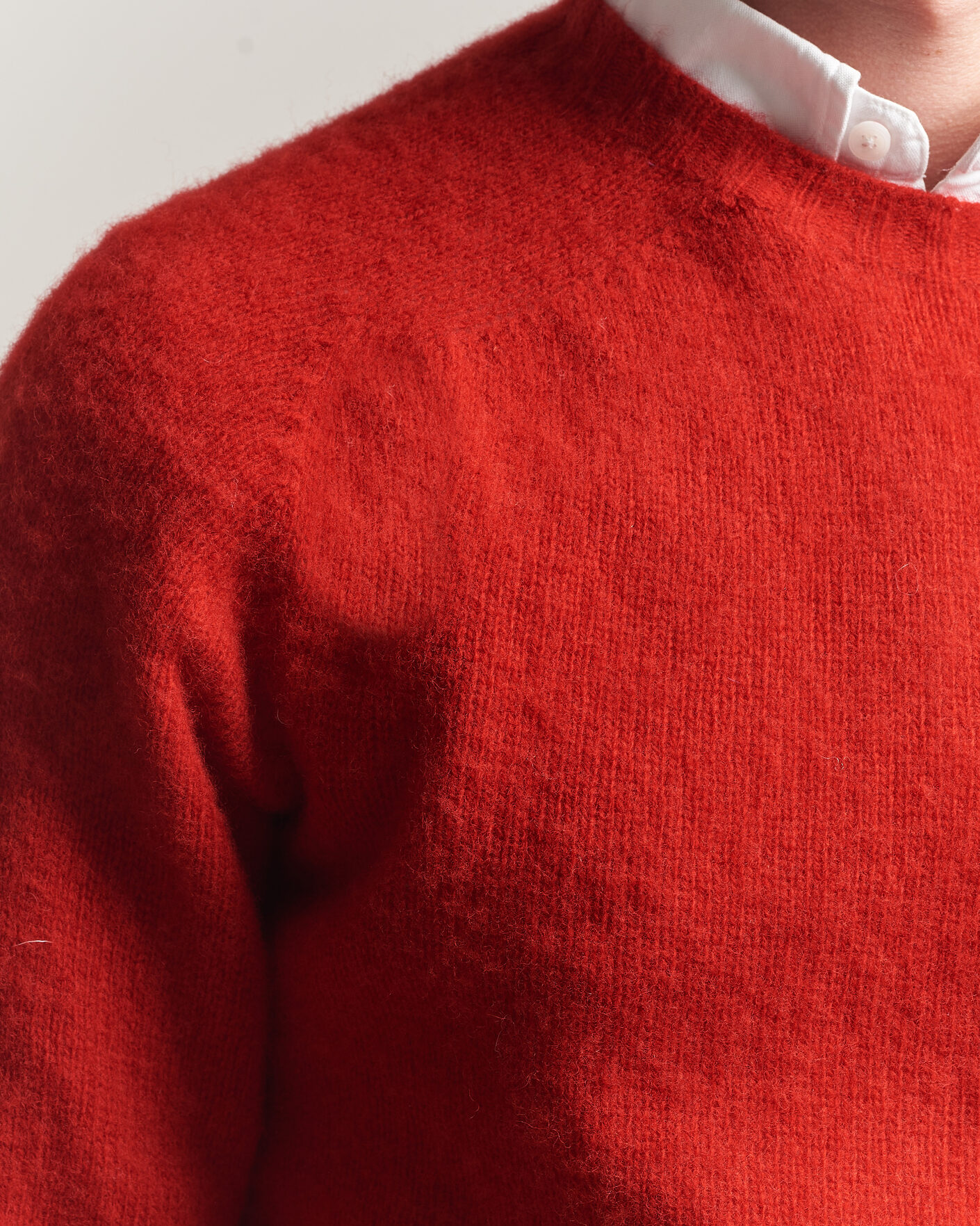 Herre | Gensere | Harley Of Scotland | Brushed Supersoft Lambswool Crewneck Cardinal