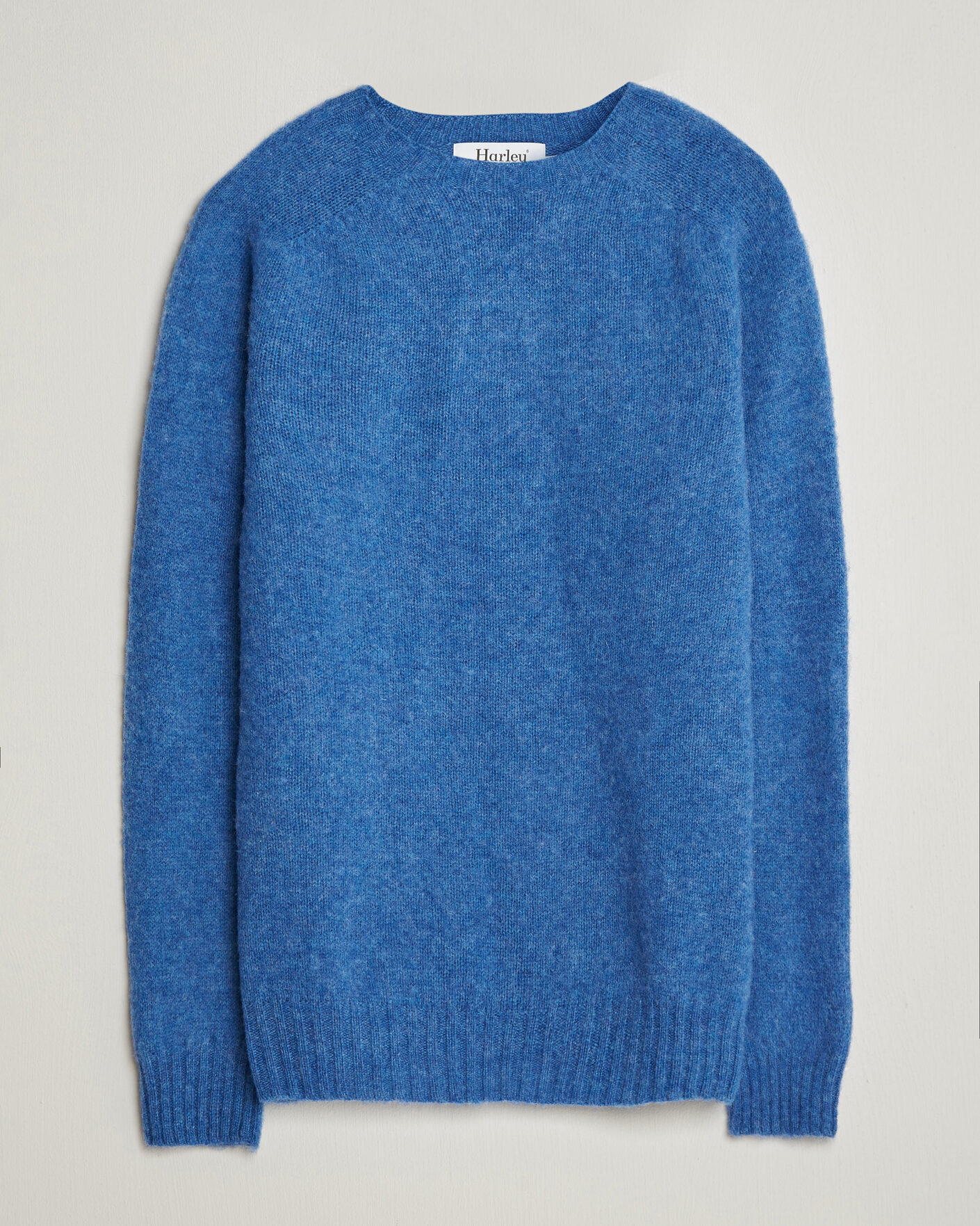 Herre | Gensere | Harley Of Scotland | Brushed Supersoft Lambswool Crewneck Cobalt