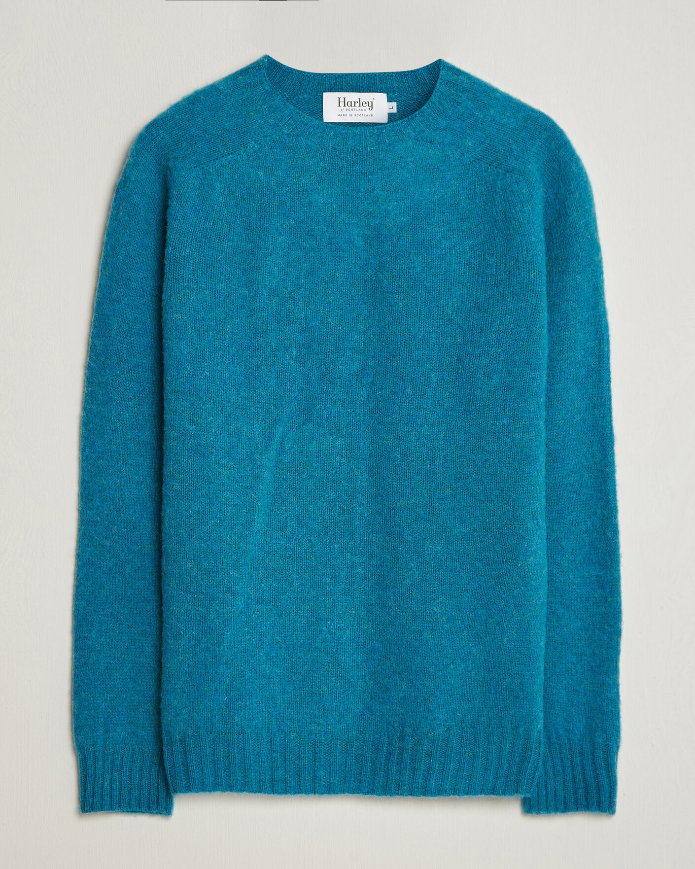 Herre | Gensere | Harley Of Scotland | Brushed Supersoft Lambswool Crewneck Gulfstream