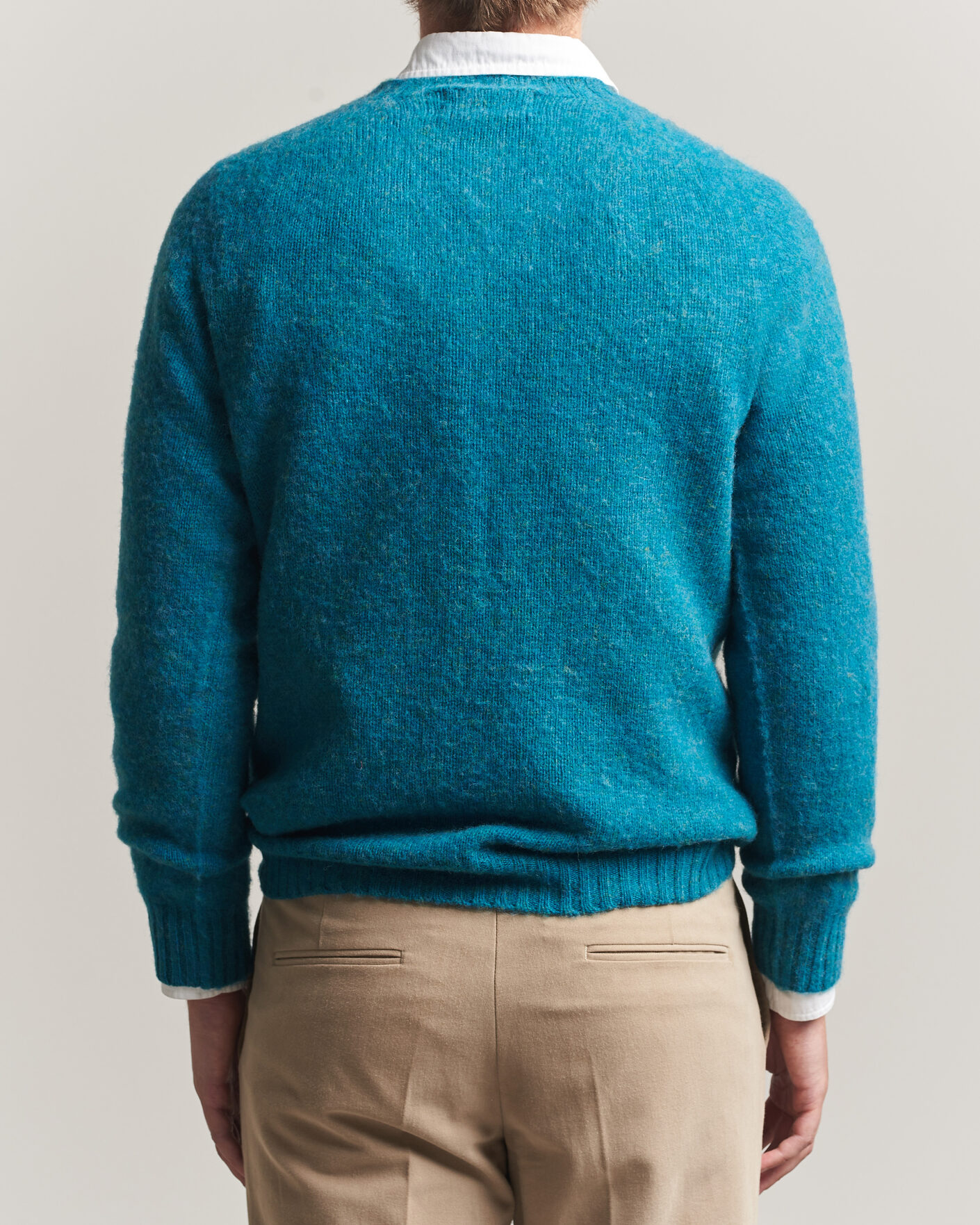 Herre | Gensere | Harley Of Scotland | Brushed Supersoft Lambswool Crewneck Gulfstream