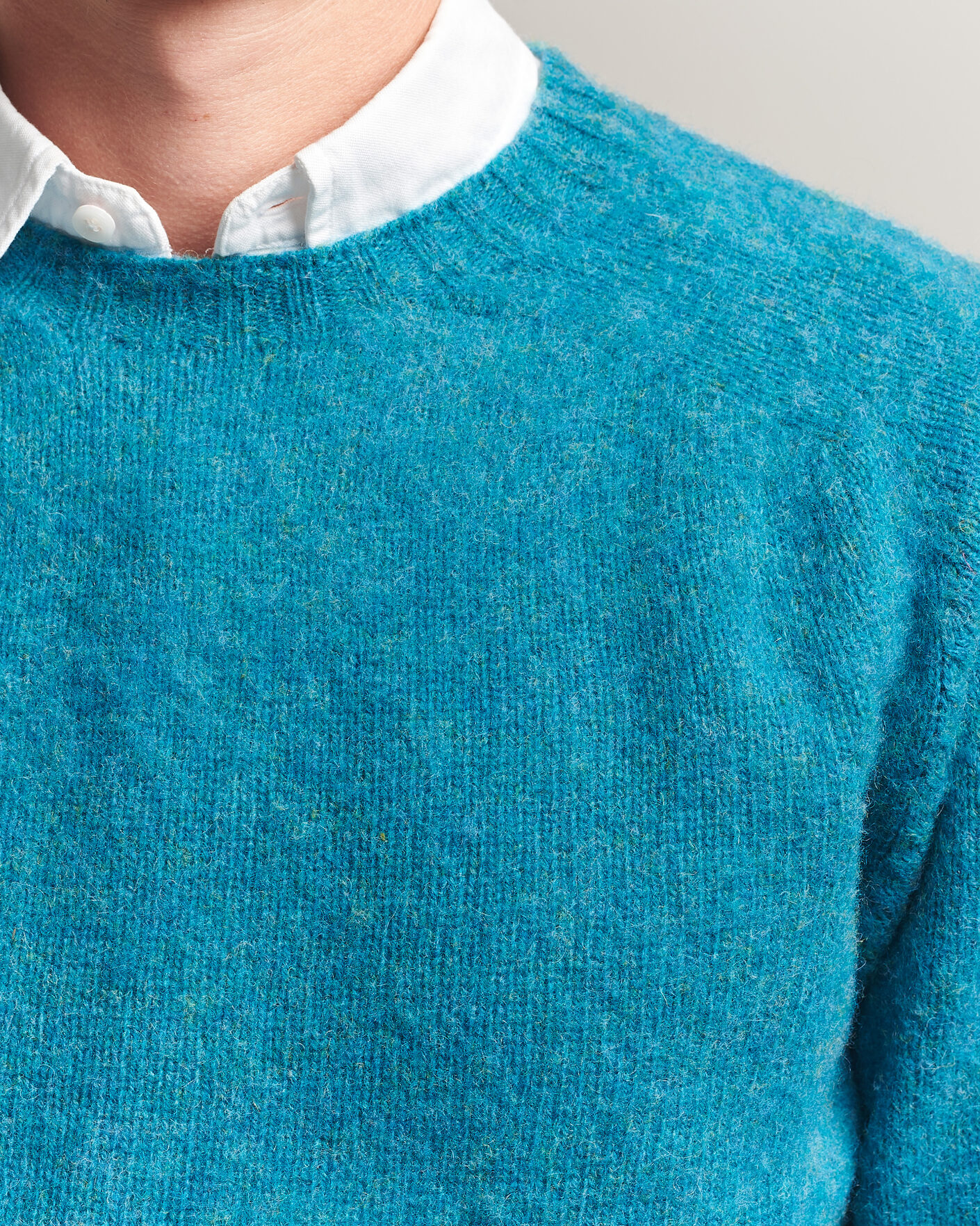 Herre | Gensere | Harley Of Scotland | Brushed Supersoft Lambswool Crewneck Gulfstream
