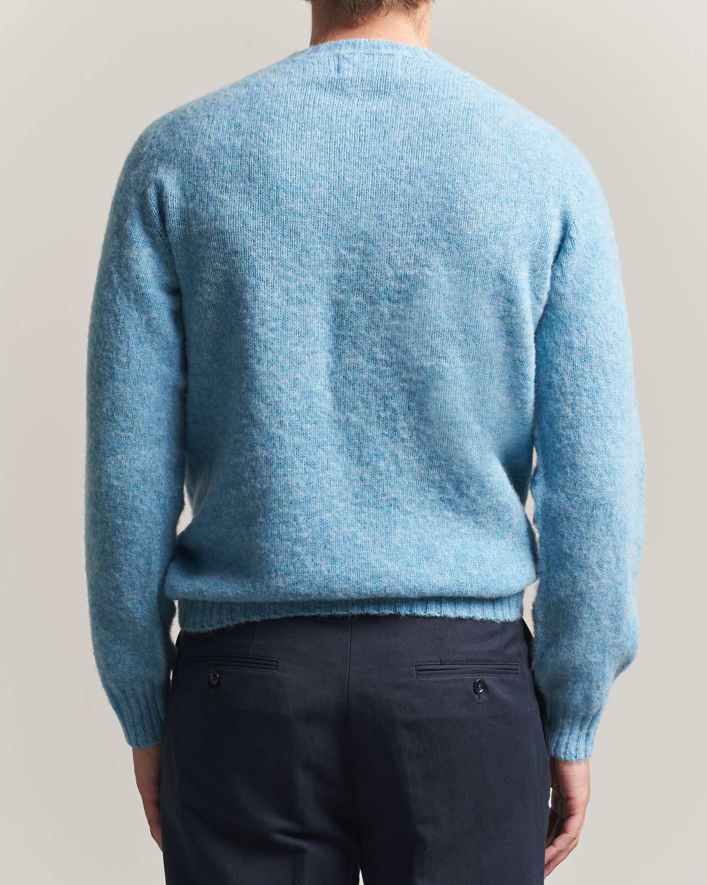 Herre | Gensere | Harley Of Scotland | Brushed Supersoft Lambswool Crewneck Loch Blue