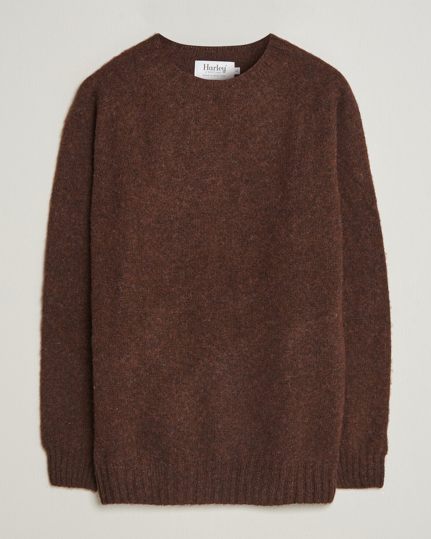 Herre | Gensere | Harley Of Scotland | Brushed Supersoft Lambswool Crewneck Marron