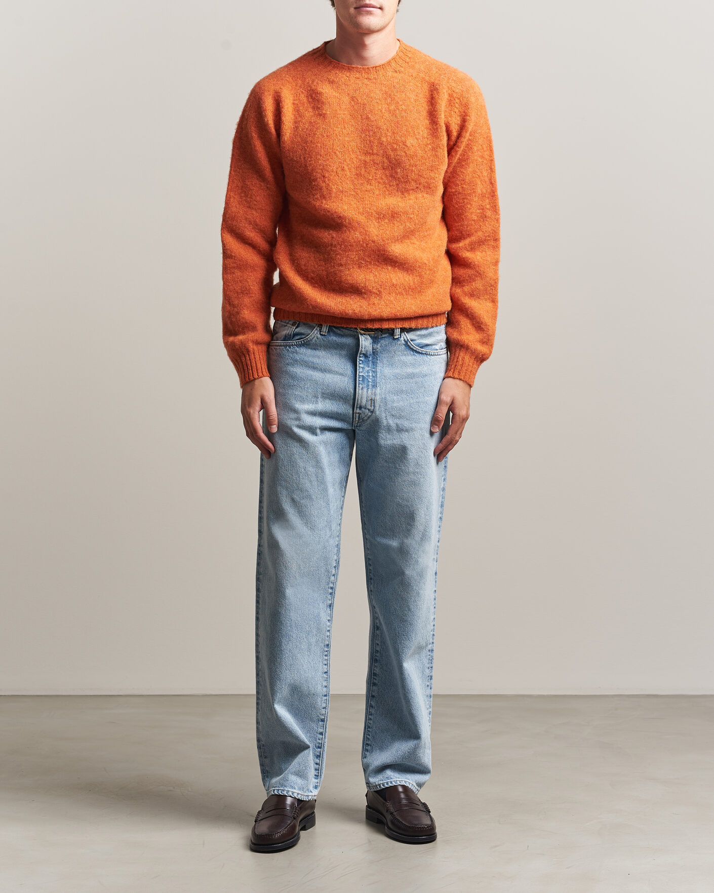 Herre | Gensere | Harley Of Scotland | Brushed Supersoft Lambswool Crewneck Satsuma
