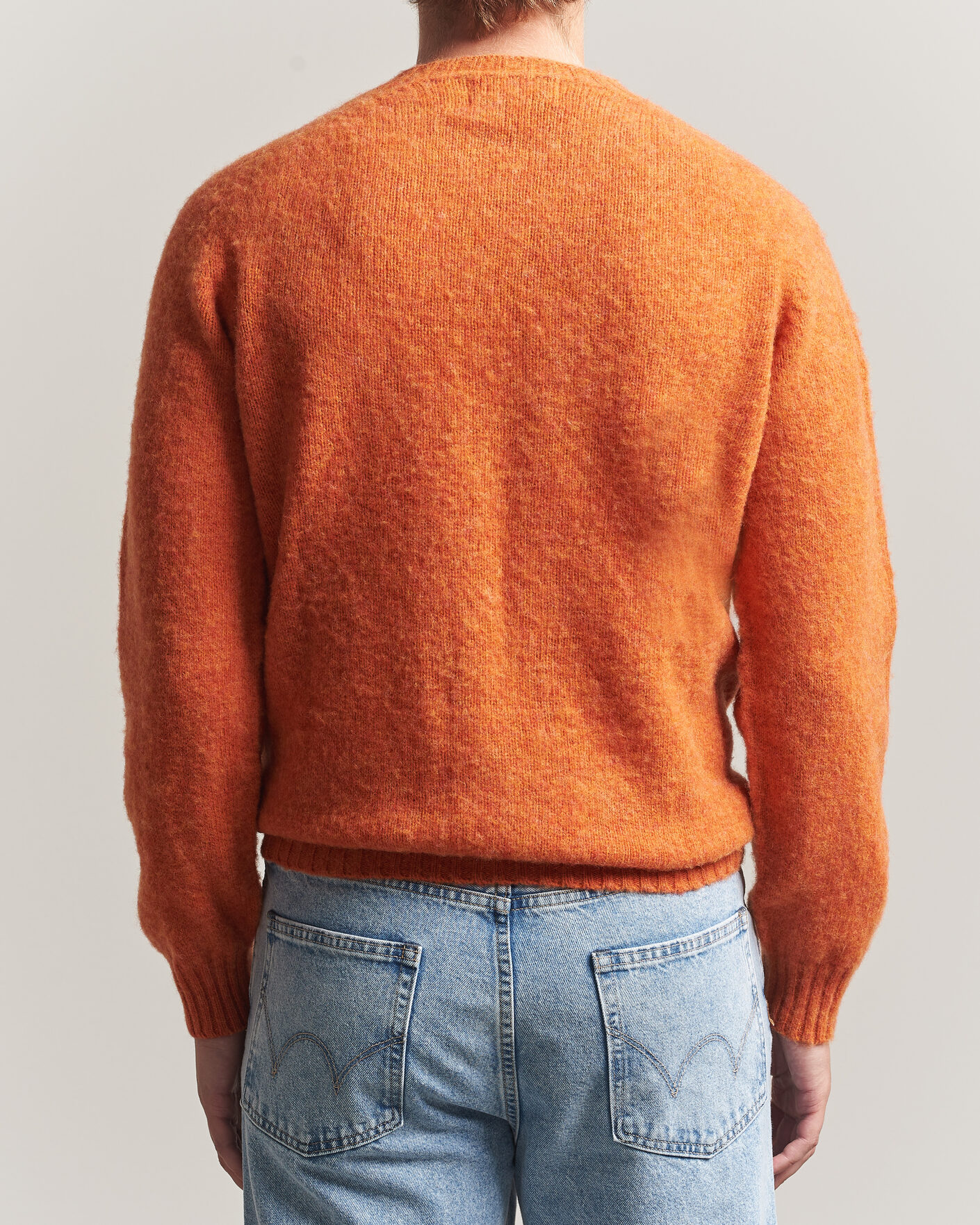 Herre | Gensere | Harley Of Scotland | Brushed Supersoft Lambswool Crewneck Satsuma
