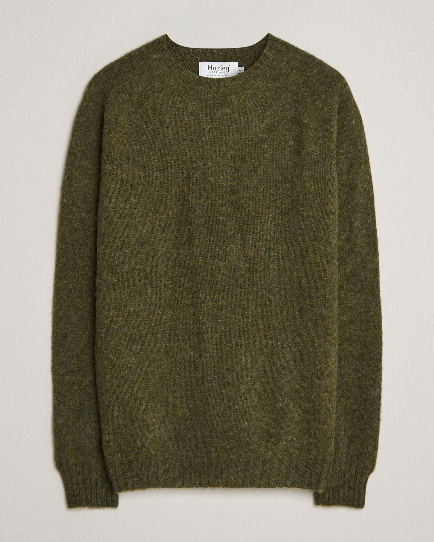 Herre | Gensere | Harley Of Scotland | Brushed Supersoft Lambswool Crewneck Scots Pine