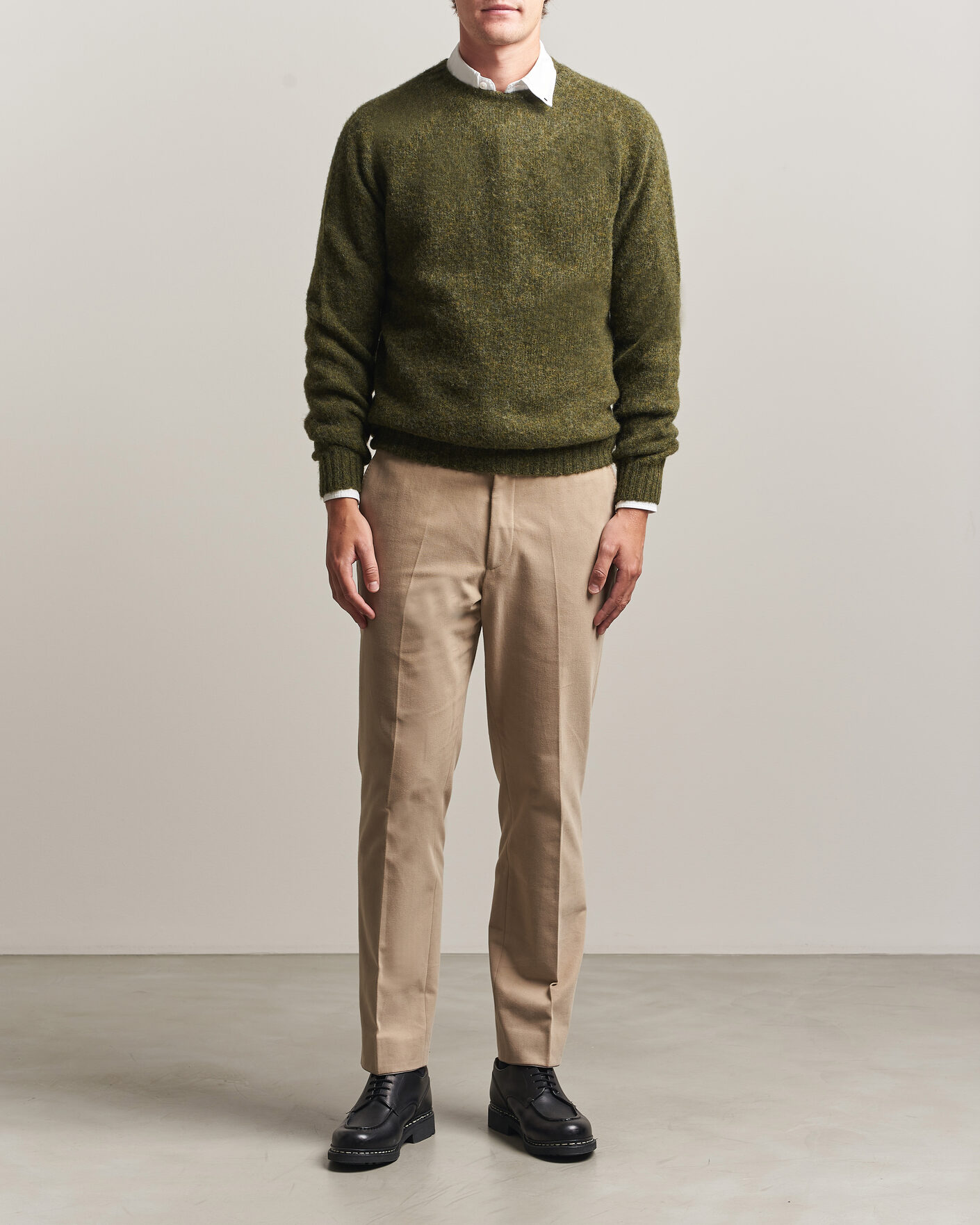 Herre | Gensere | Harley Of Scotland | Brushed Supersoft Lambswool Crewneck Scots Pine