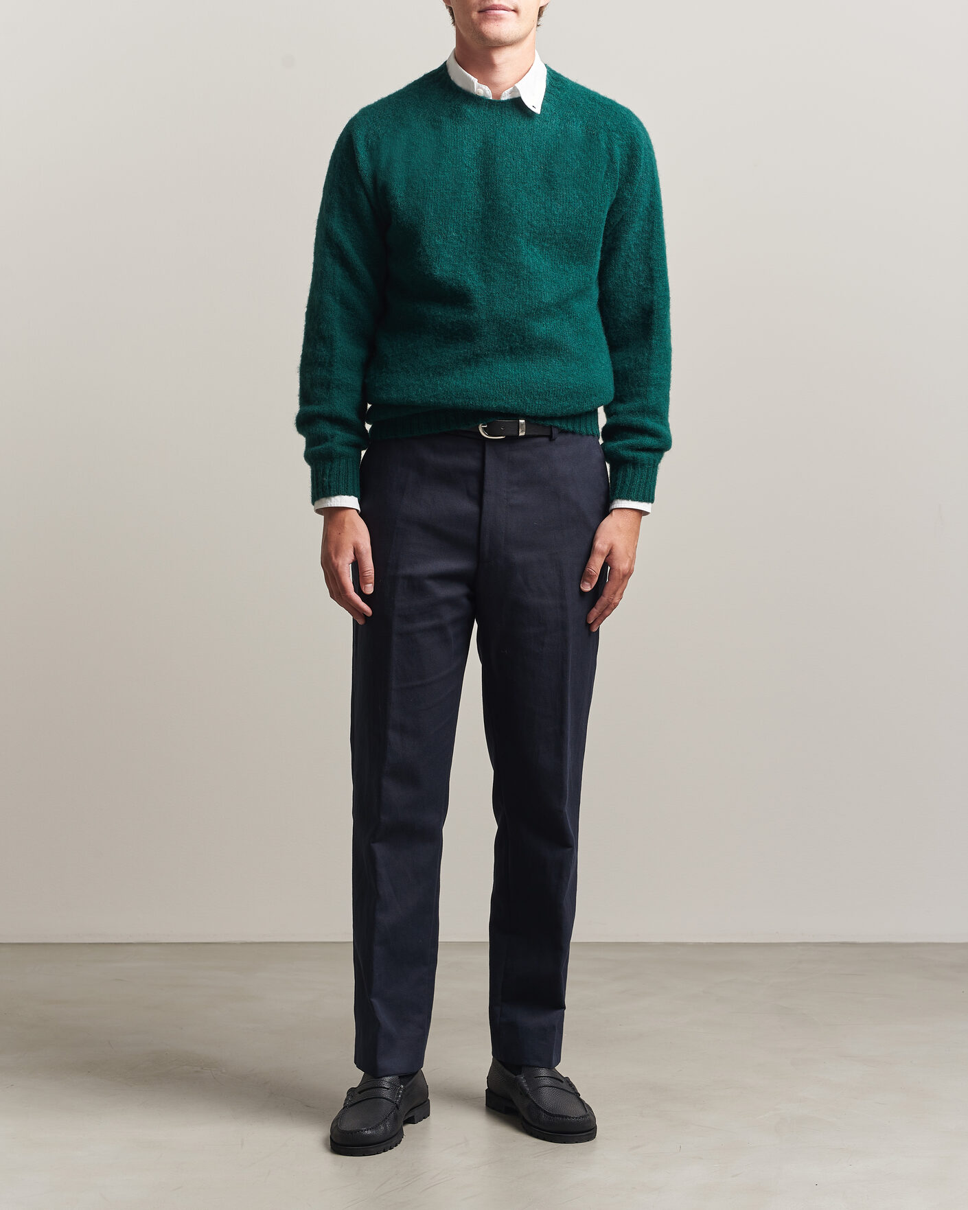 Herre | Gensere | Harley Of Scotland | Brushed Supersoft Lambswool Crewneck Tartan