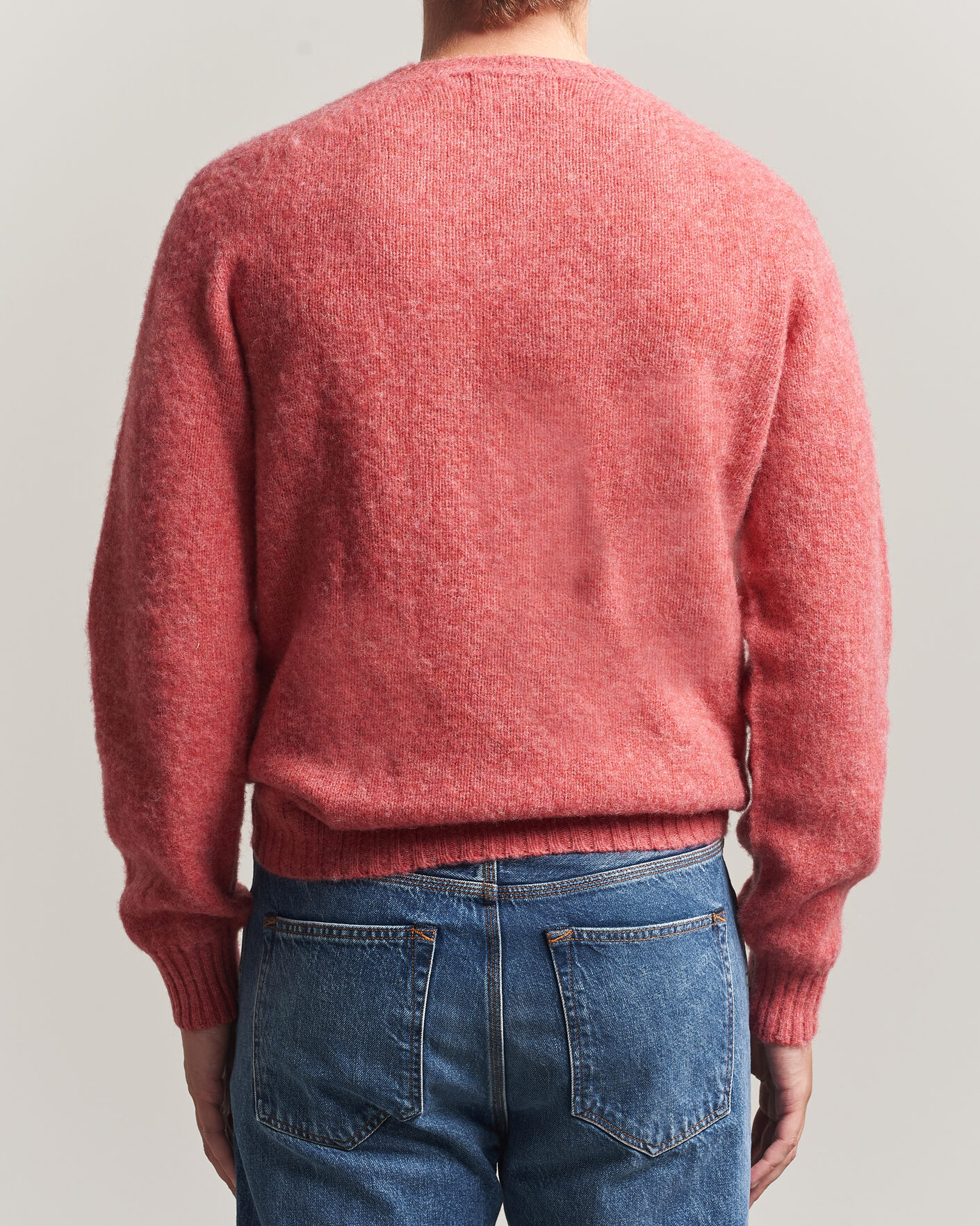 Herre | Gensere | Harley Of Scotland | Brushed Supersoft Lambswool Crewneck Tea Rose