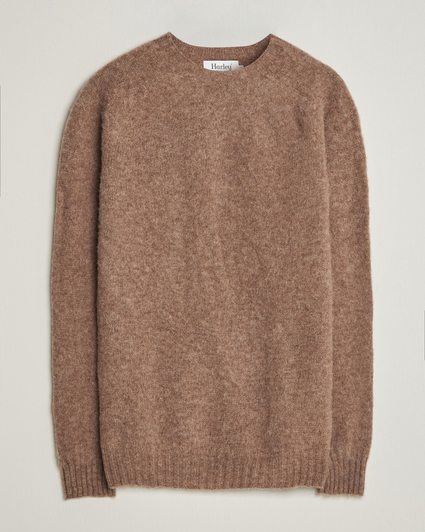 Herre | Gensere | Harley Of Scotland | Brushed Supersoft Lambswool Crewneck Tundra