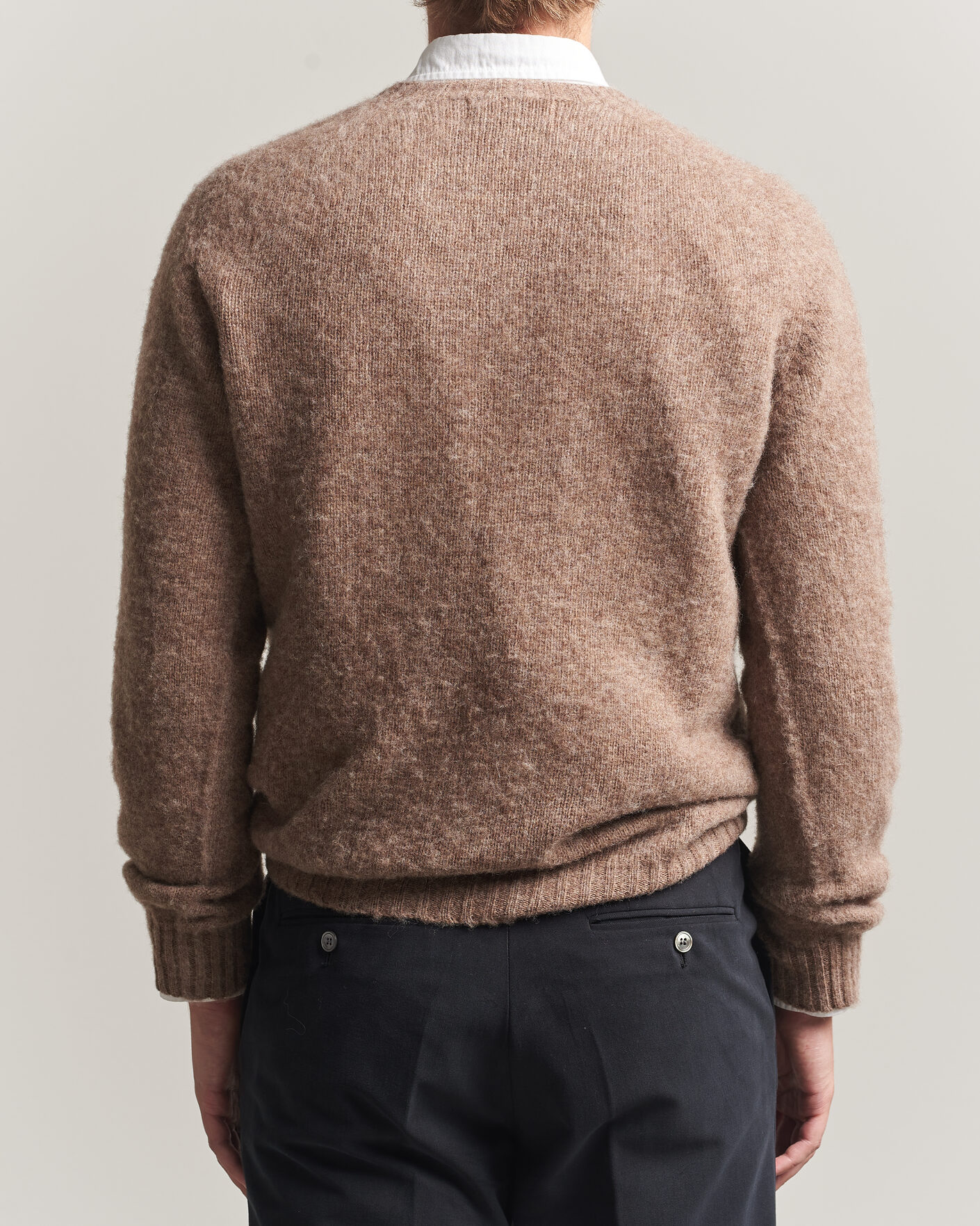 Herre | Gensere | Harley Of Scotland | Brushed Supersoft Lambswool Crewneck Tundra