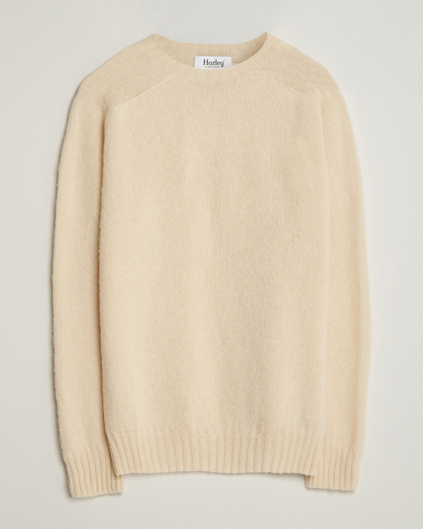 Herre | Gensere | Harley Of Scotland | Brushed Supersoft Lambswool Crewneck Vanilla