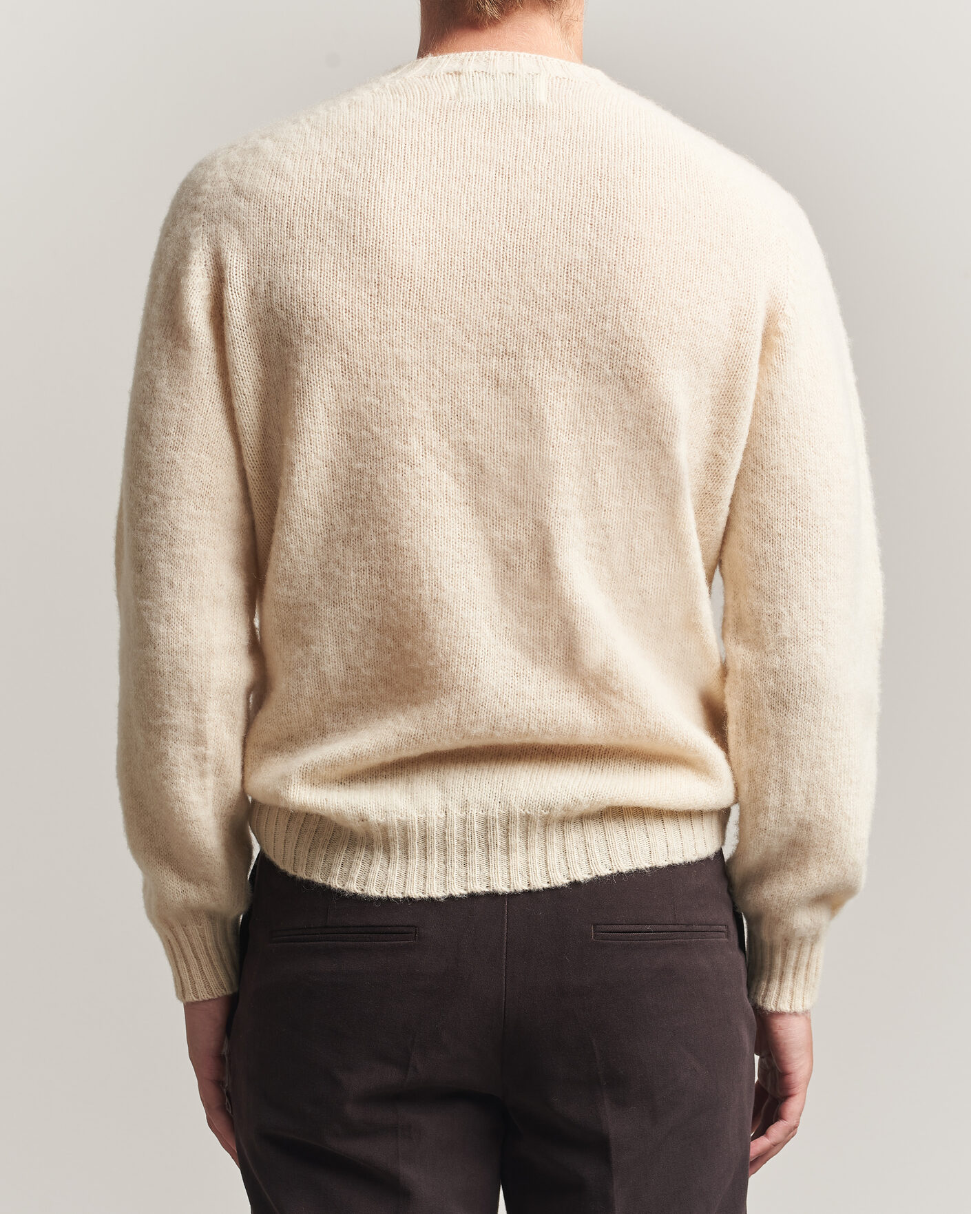 Herre | Gensere | Harley Of Scotland | Brushed Supersoft Lambswool Crewneck Vanilla