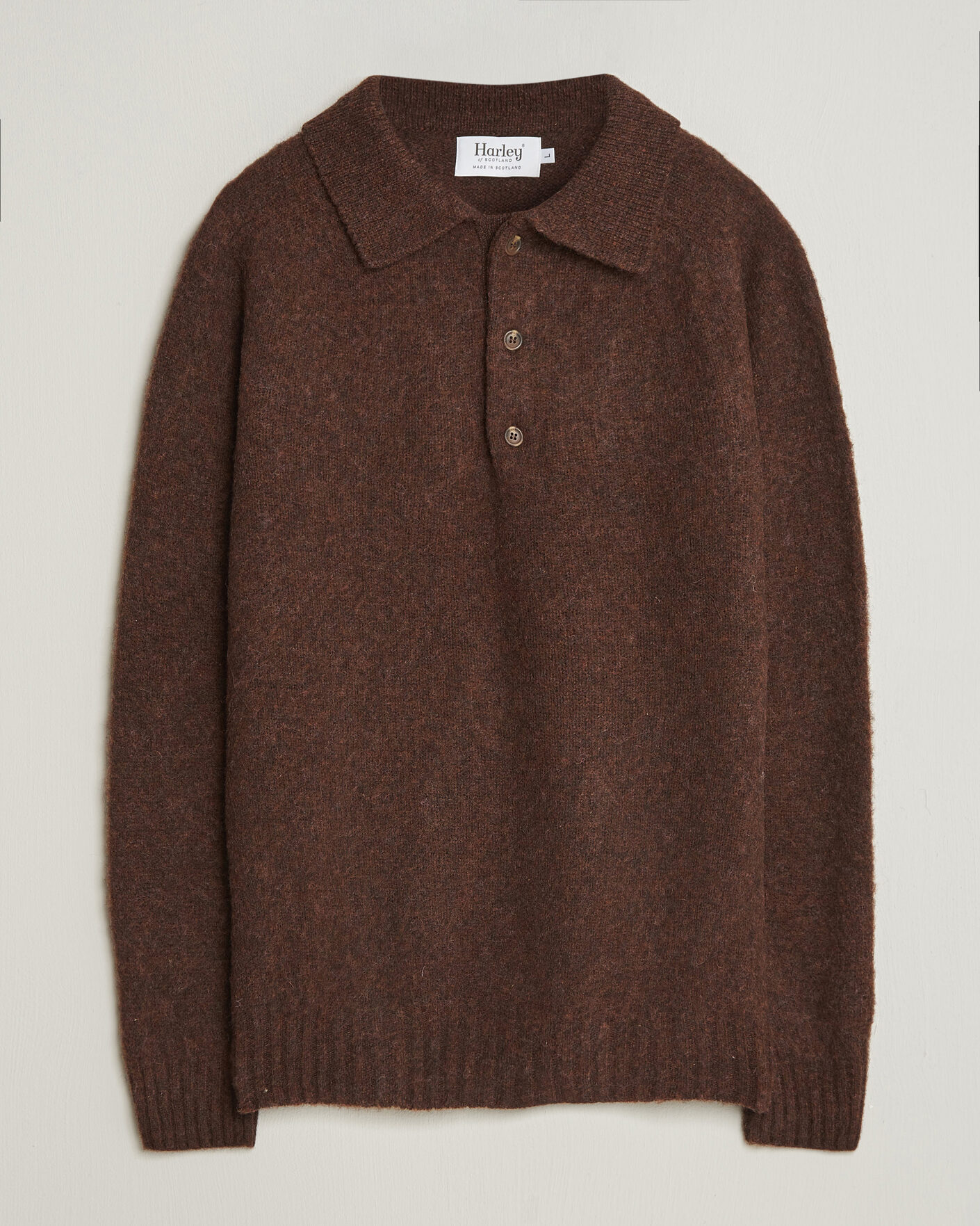 Herre | Gensere | Harley Of Scotland | Brushed Supersoft Lambswool Polo Marron