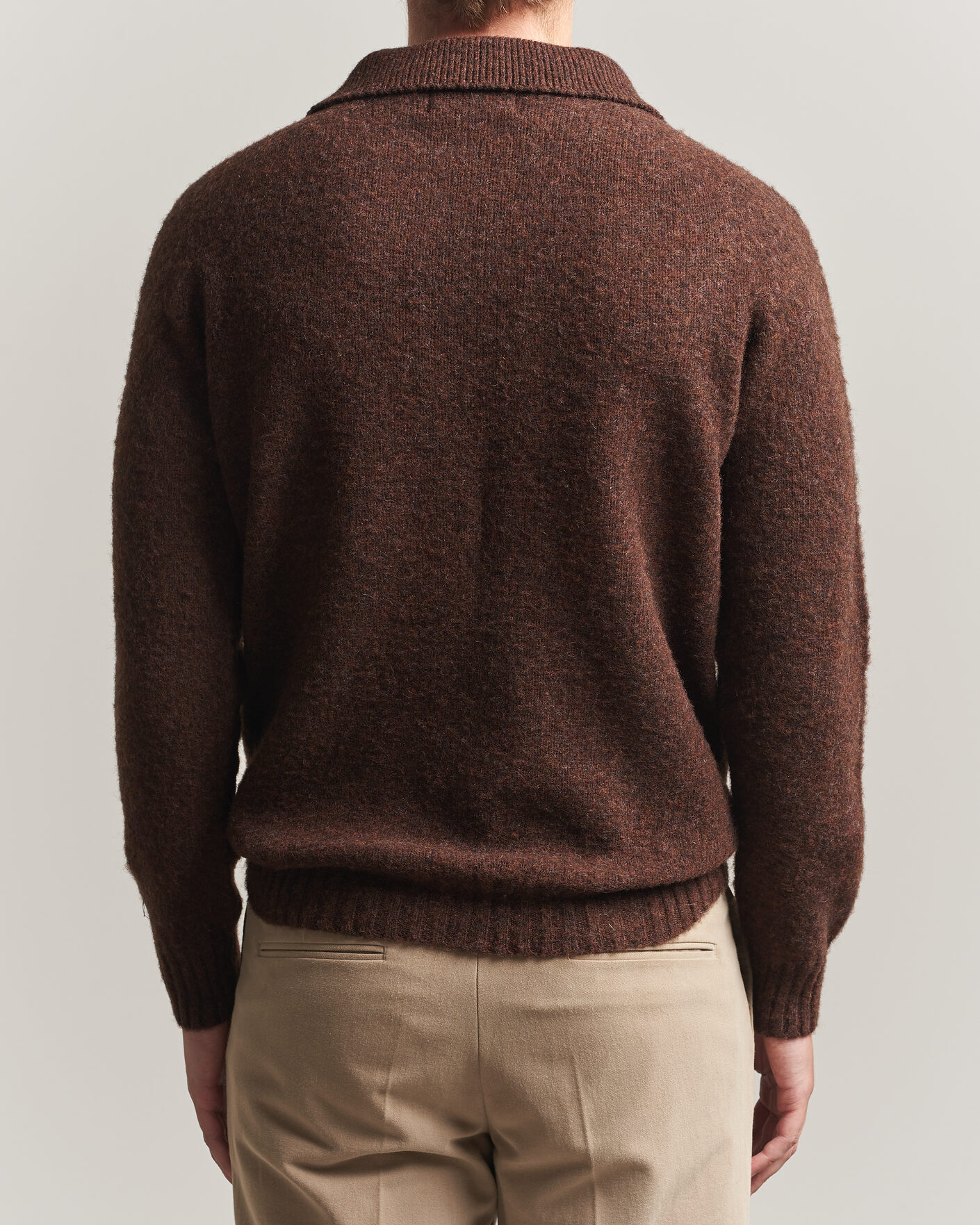 Herre | Gensere | Harley Of Scotland | Brushed Supersoft Lambswool Polo Marron